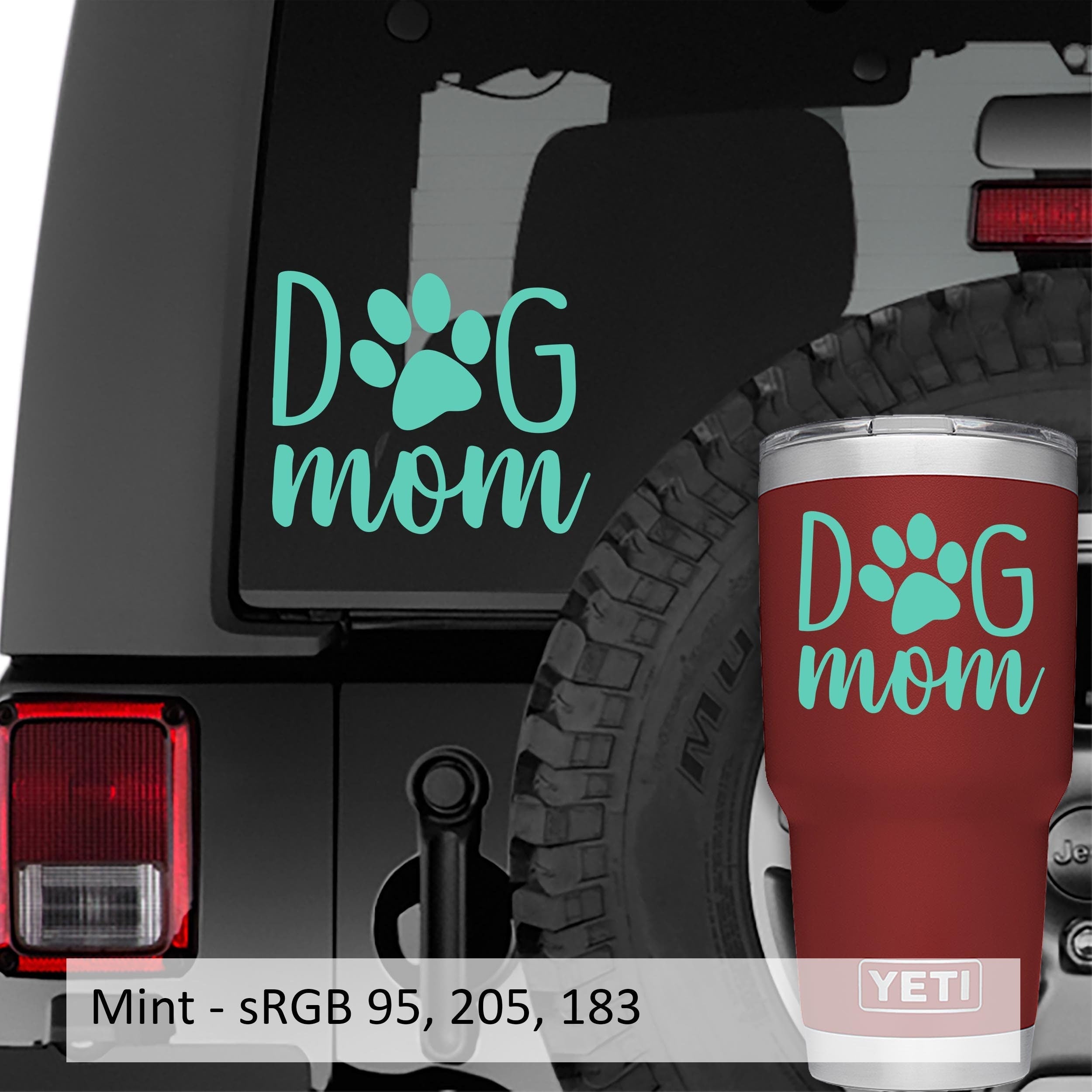Dog Mom with Paw Print Vinyl Transfer Decal | Pet Owner Fur Baby Design | Animal Lover Car Window Decal