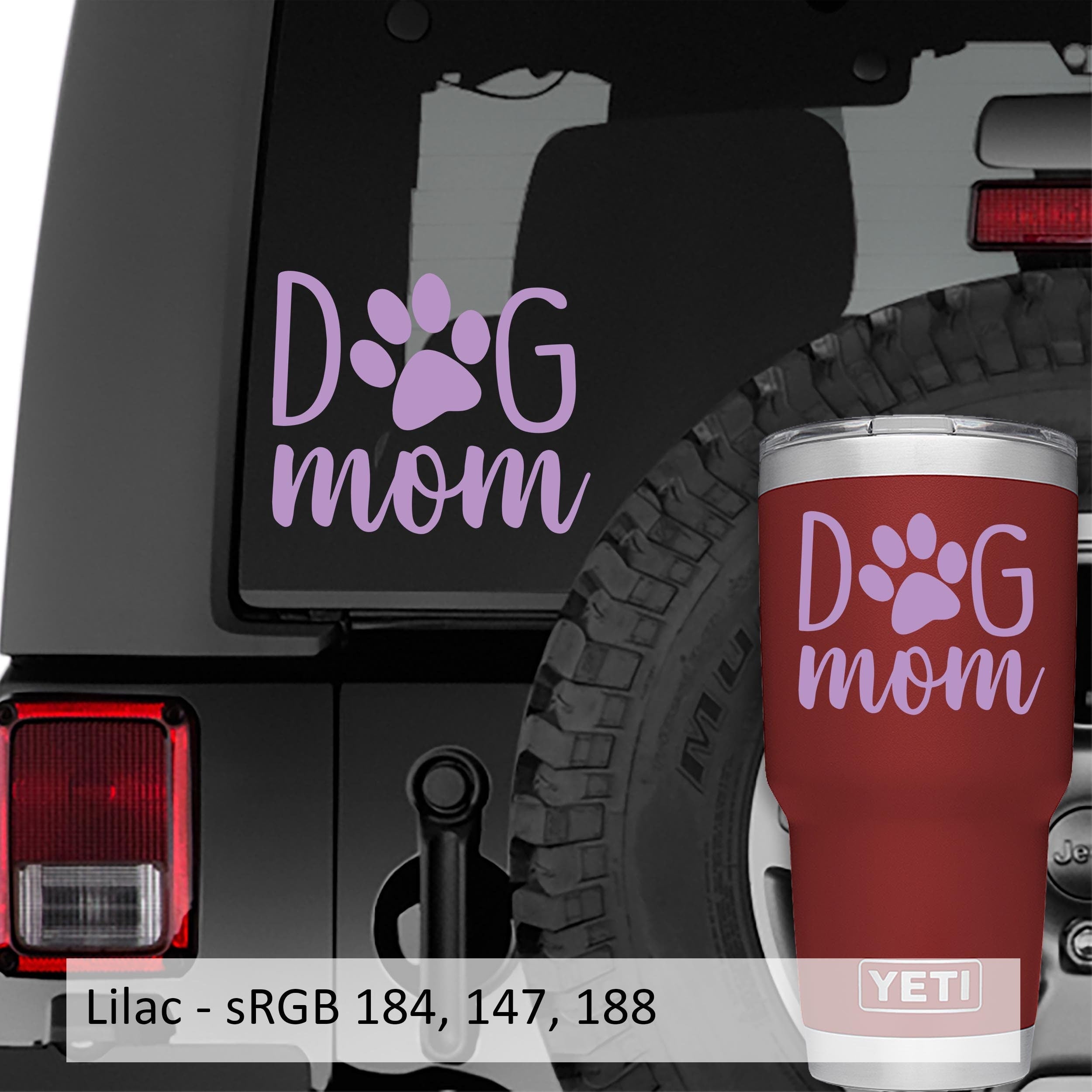 Dog Mom with Paw Print Vinyl Transfer Decal | Pet Owner Fur Baby Design | Animal Lover Car Window Decal