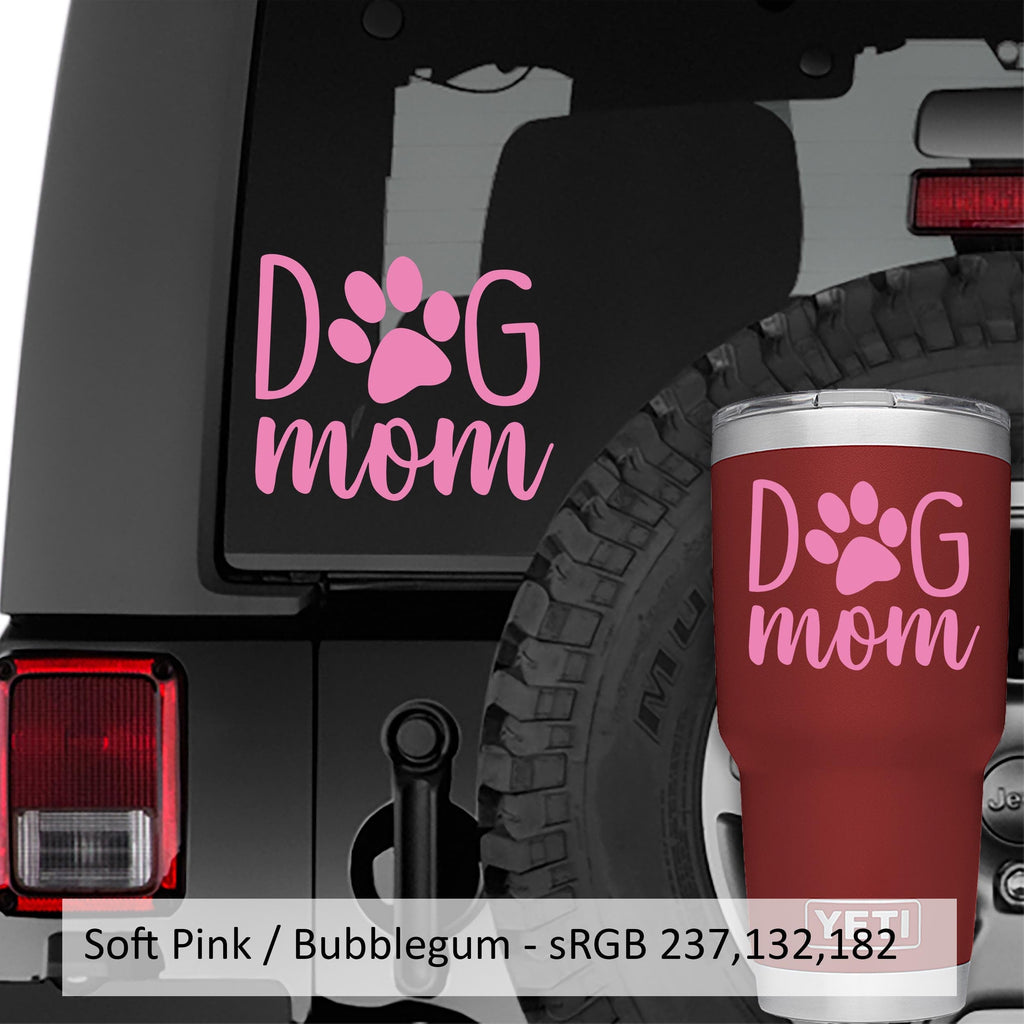 Dog Mom with Paw Print Vinyl Transfer Decal | Pet Owner Fur Baby Design | Animal Lover Car Window Decal