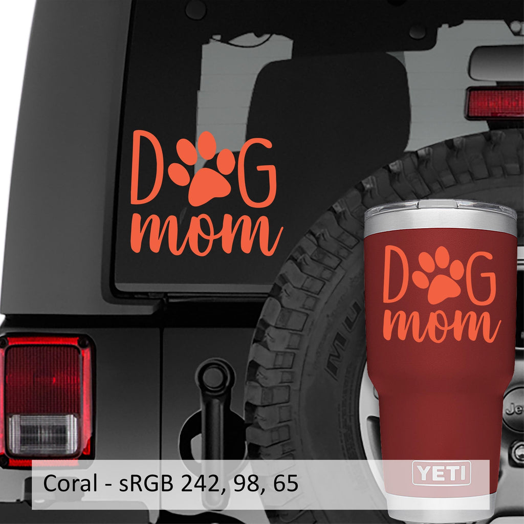 Dog Mom with Paw Print Vinyl Transfer Decal | Pet Owner Fur Baby Design | Animal Lover Car Window Decal