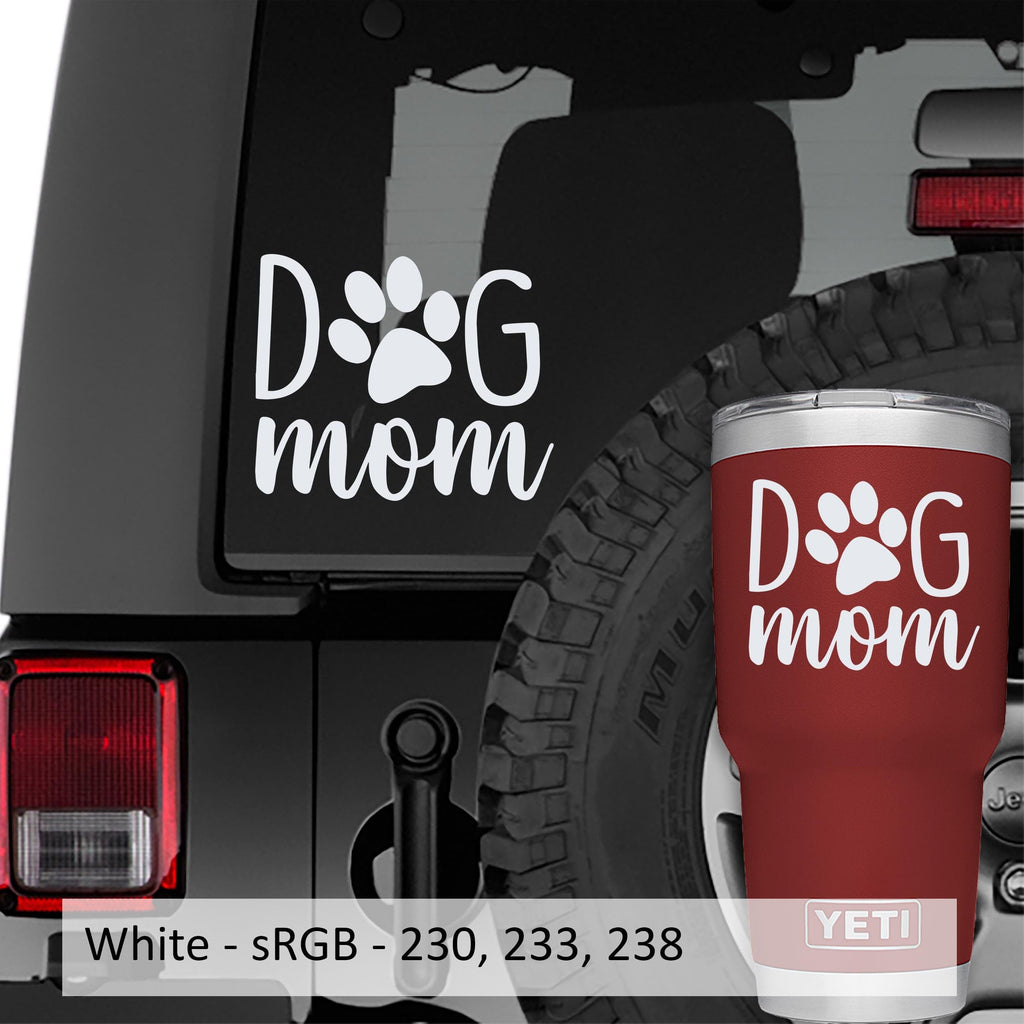 Dog Mom with Paw Print Vinyl Transfer Decal | Pet Owner Fur Baby Design | Animal Lover Car Window Decal