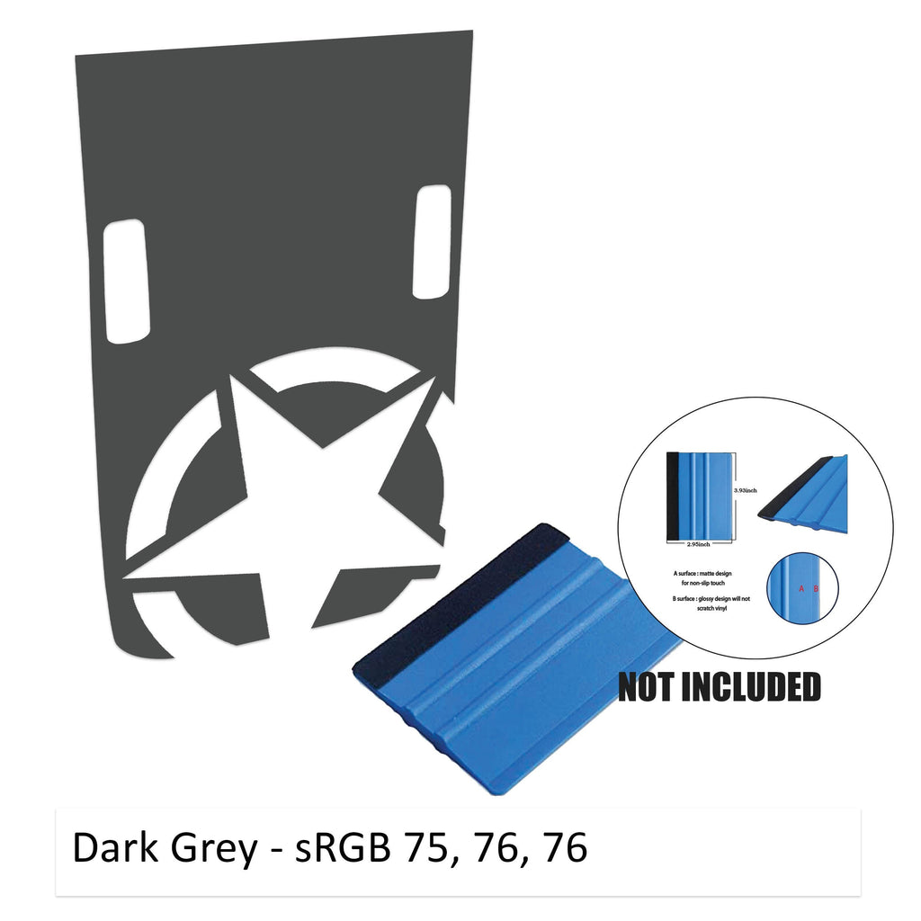 Corner Alpha Romeo Military Star Power-Dome Blackout Vinyl Hood Decal - Fits 2018+ Jeep Wrangler JL/Jeep Gladiator JT Rubicon Models