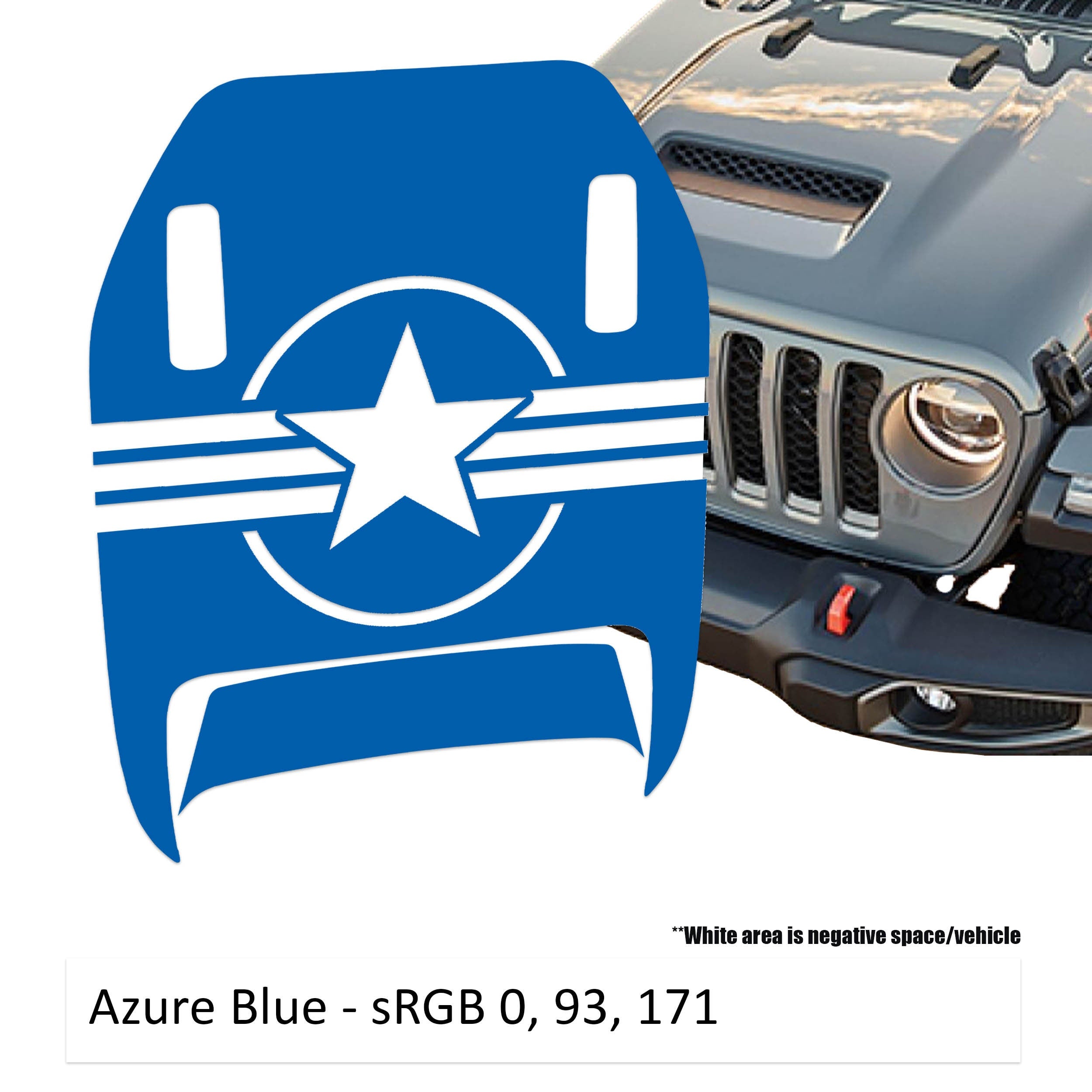 US Military Roundel v2 Clawed Foot Hood Decal Set - Fits Wrangler 392 & Gladiator Mojave Hoods