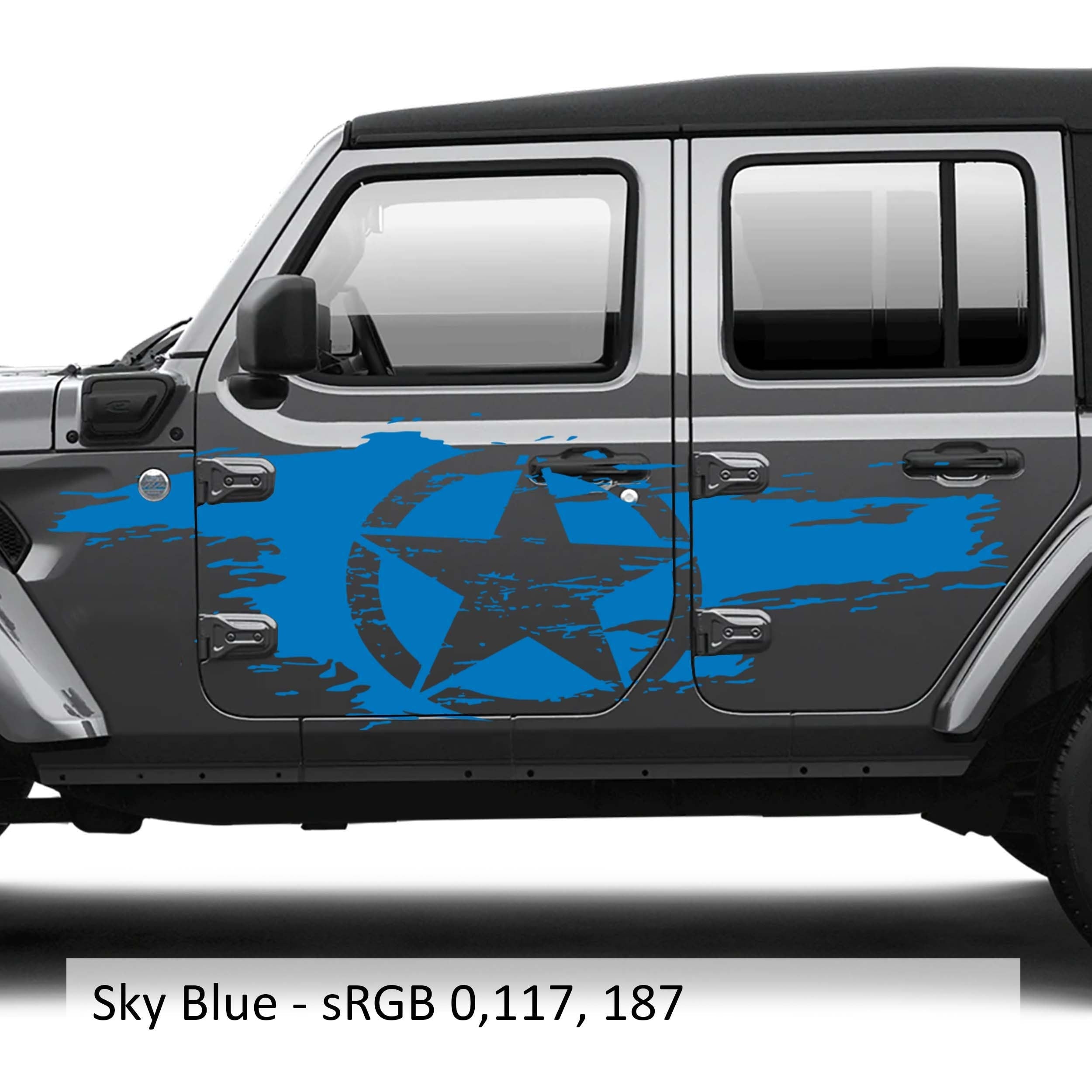 Distressed Alpha Romeo Star Bodyside Graphic Vinyl Decal Kit - Fits 2018+ Jeep Wrangler Gladiator JT