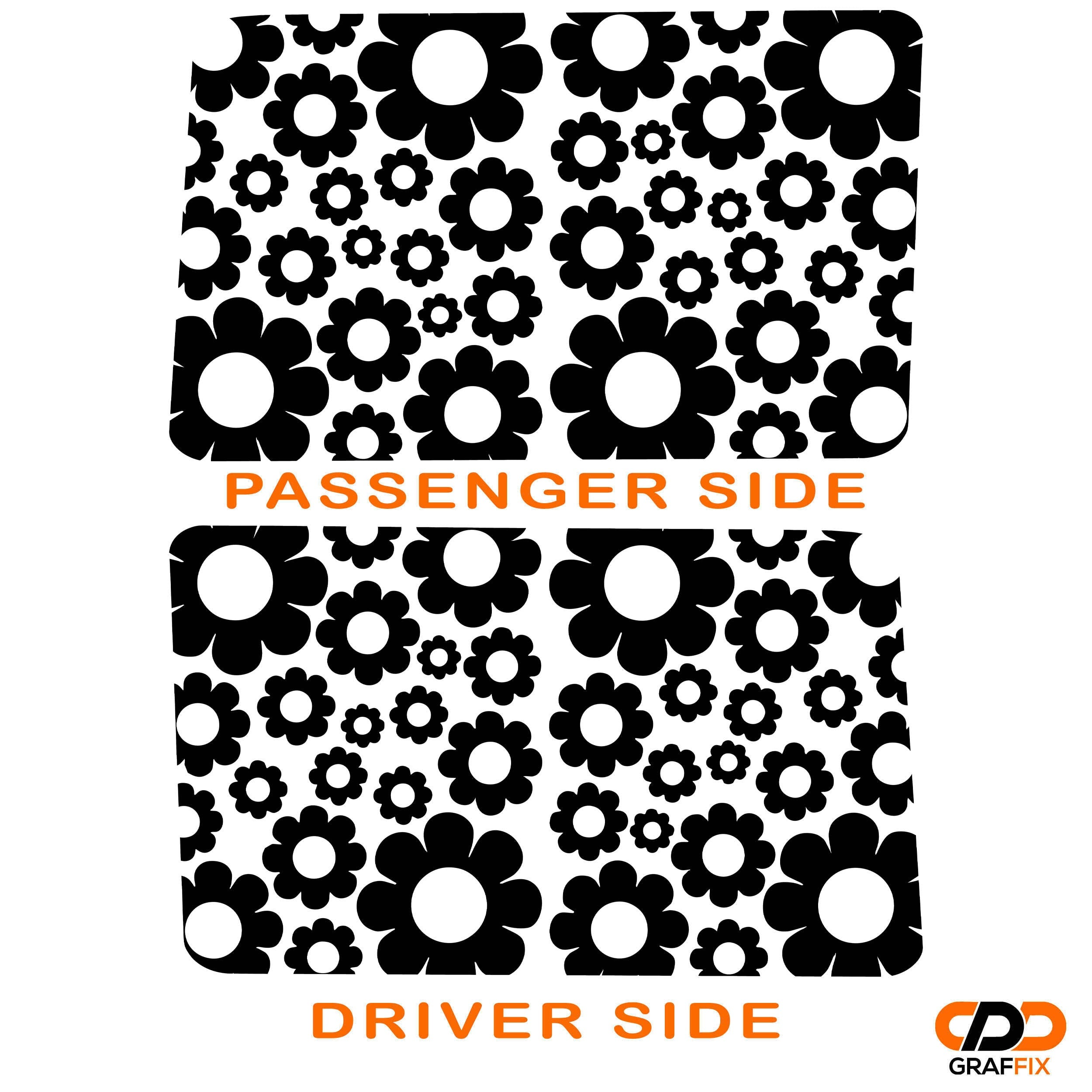 Daisy Pattern Hardtop Window Decal Set - Fits Jeep Wrangler JKU 2007 - 2018