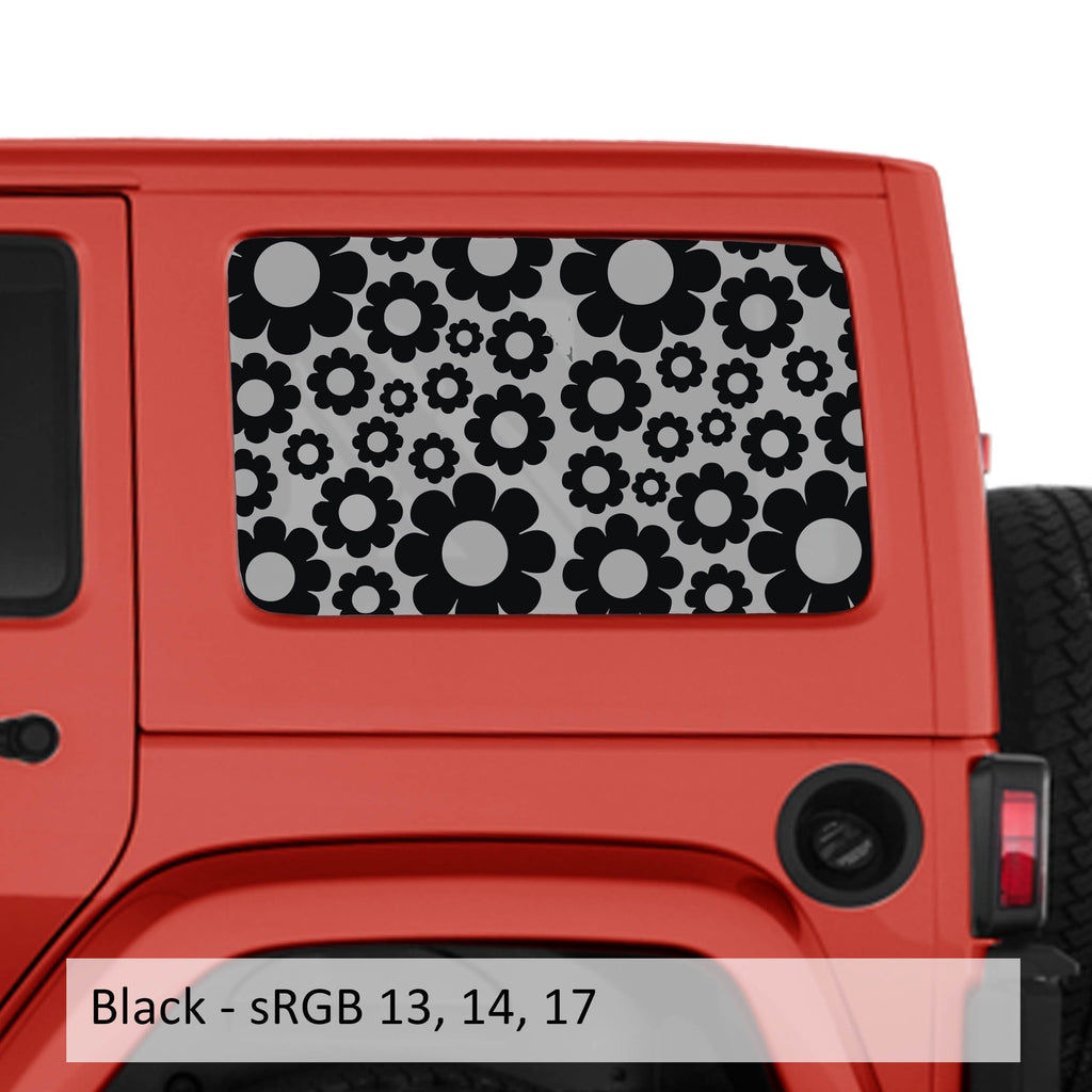 Daisy Pattern Hardtop Window Decal Set - Fits Jeep Wrangler JKU 2007 - 2018