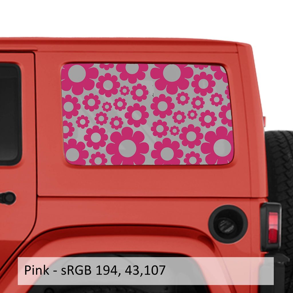 Daisy Pattern Hardtop Window Decal Set - Fits Jeep Wrangler JKU 2007 - 2018