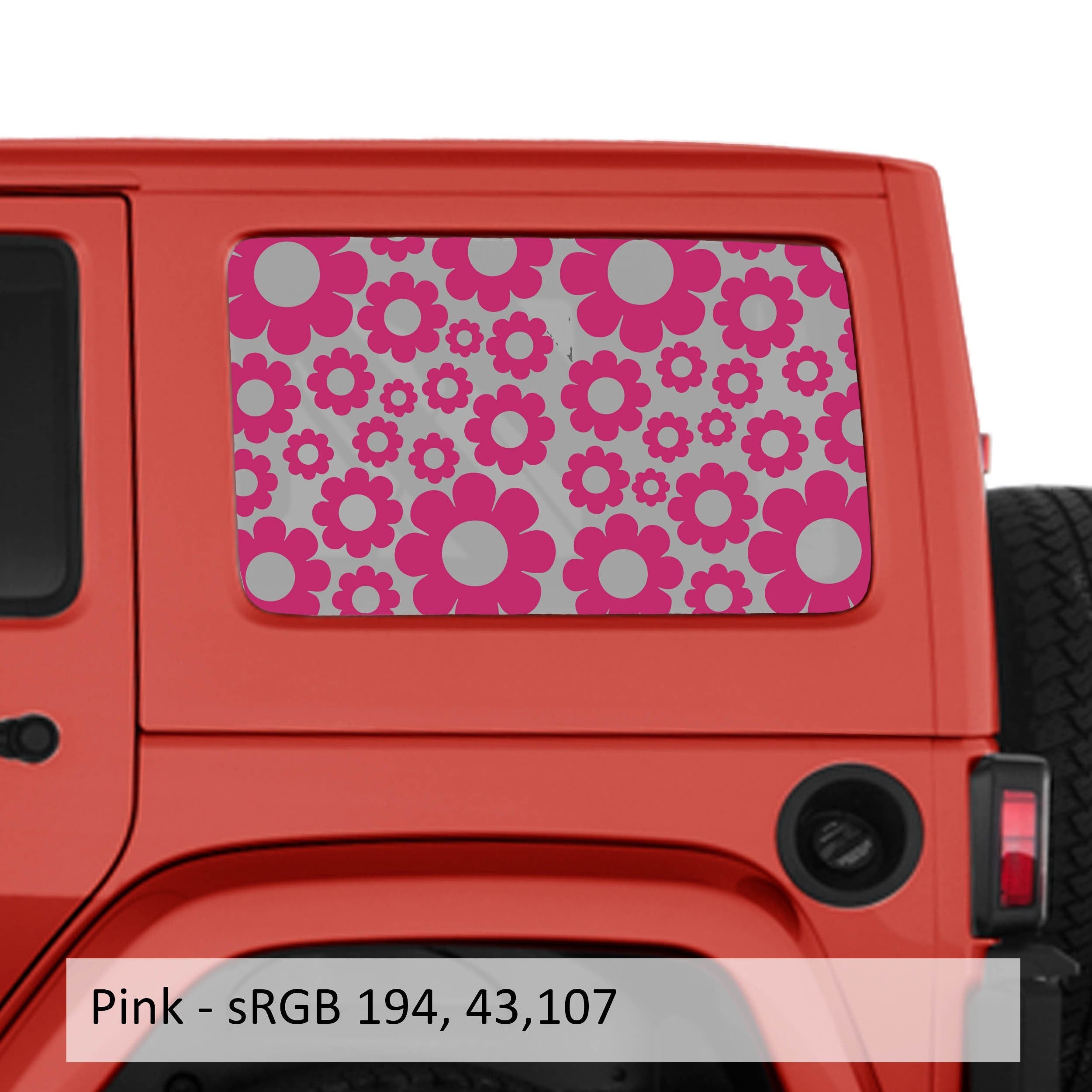 Daisy Pattern Hardtop Window Decal Set - Fits Jeep Wrangler JKU 2007 - 2018
