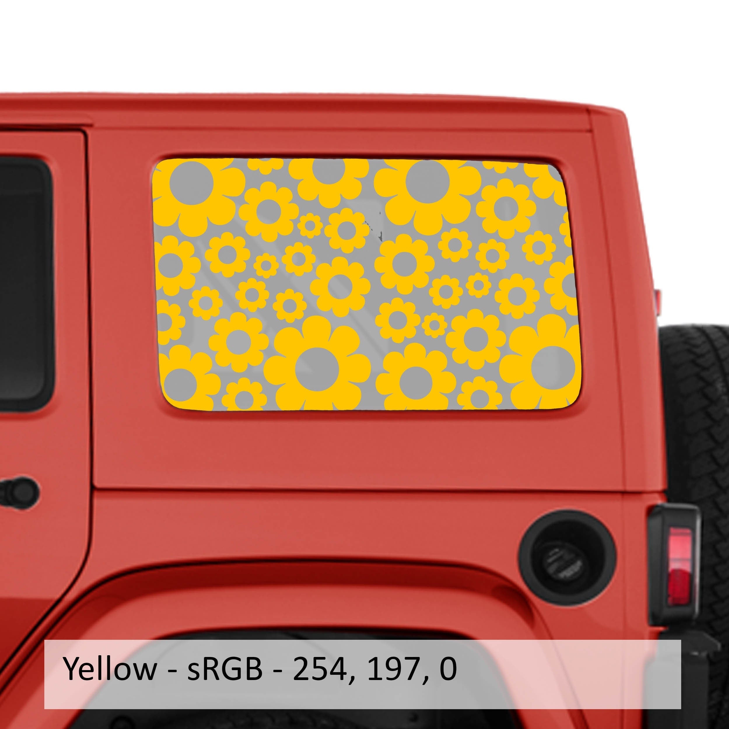 Daisy Pattern Hardtop Window Decal Set - Fits Jeep Wrangler JKU 2007 - 2018