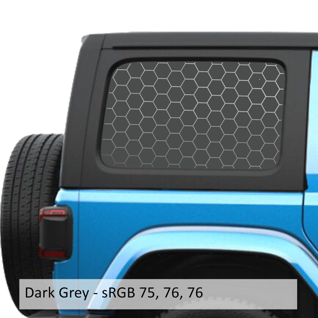 Honeycomb Hex Mesh Pattern Hardtop Window Decal Set - Fits Jeep Wrangler JLU 2018+