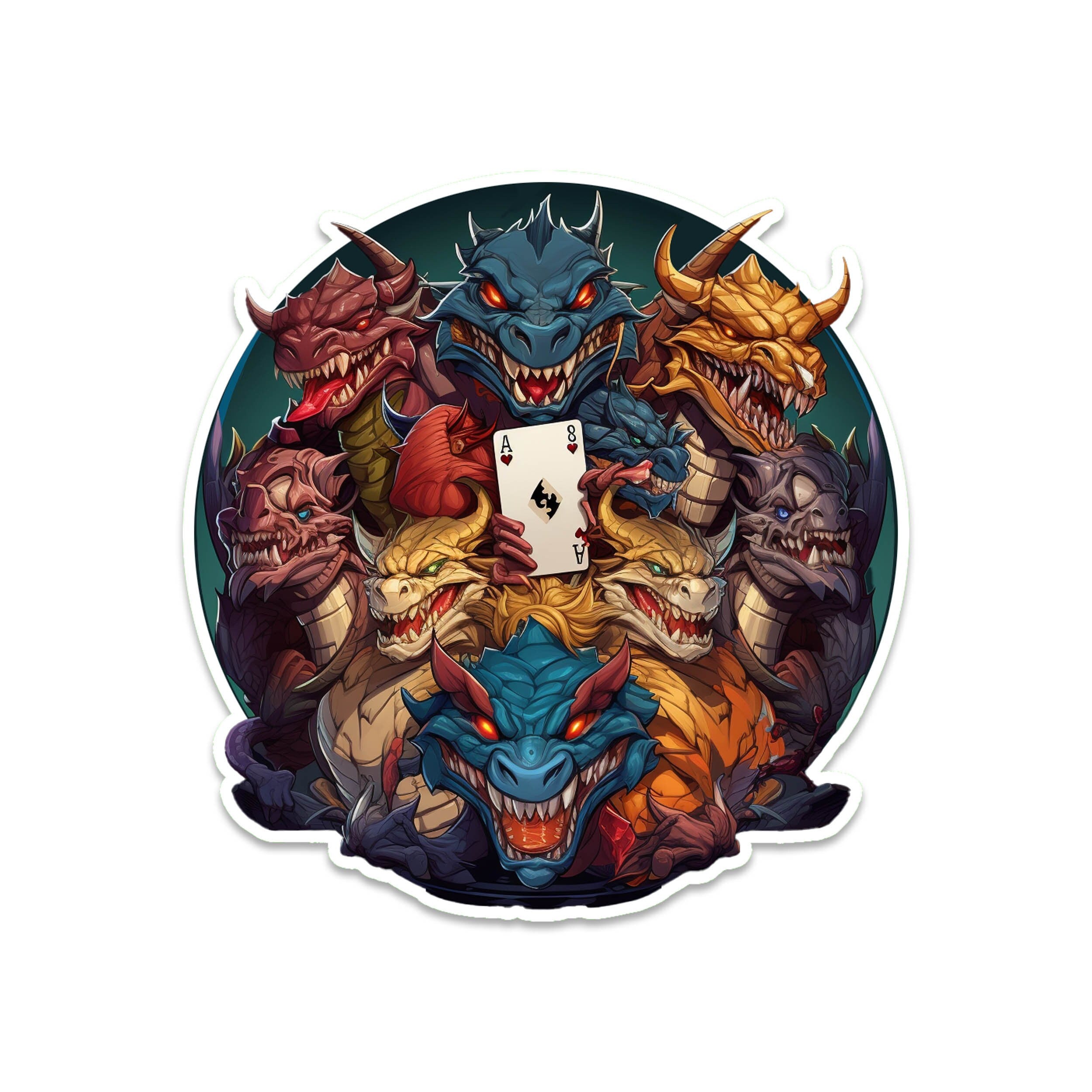 Dragons Holding Trump Card Vinyl Sticker