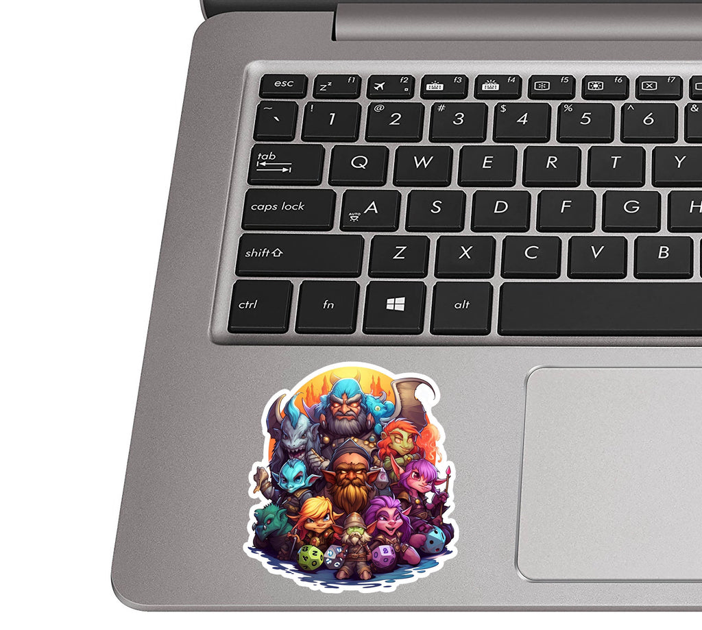 Role Playing Adventurer Characters with Dice Vinyl Sticker