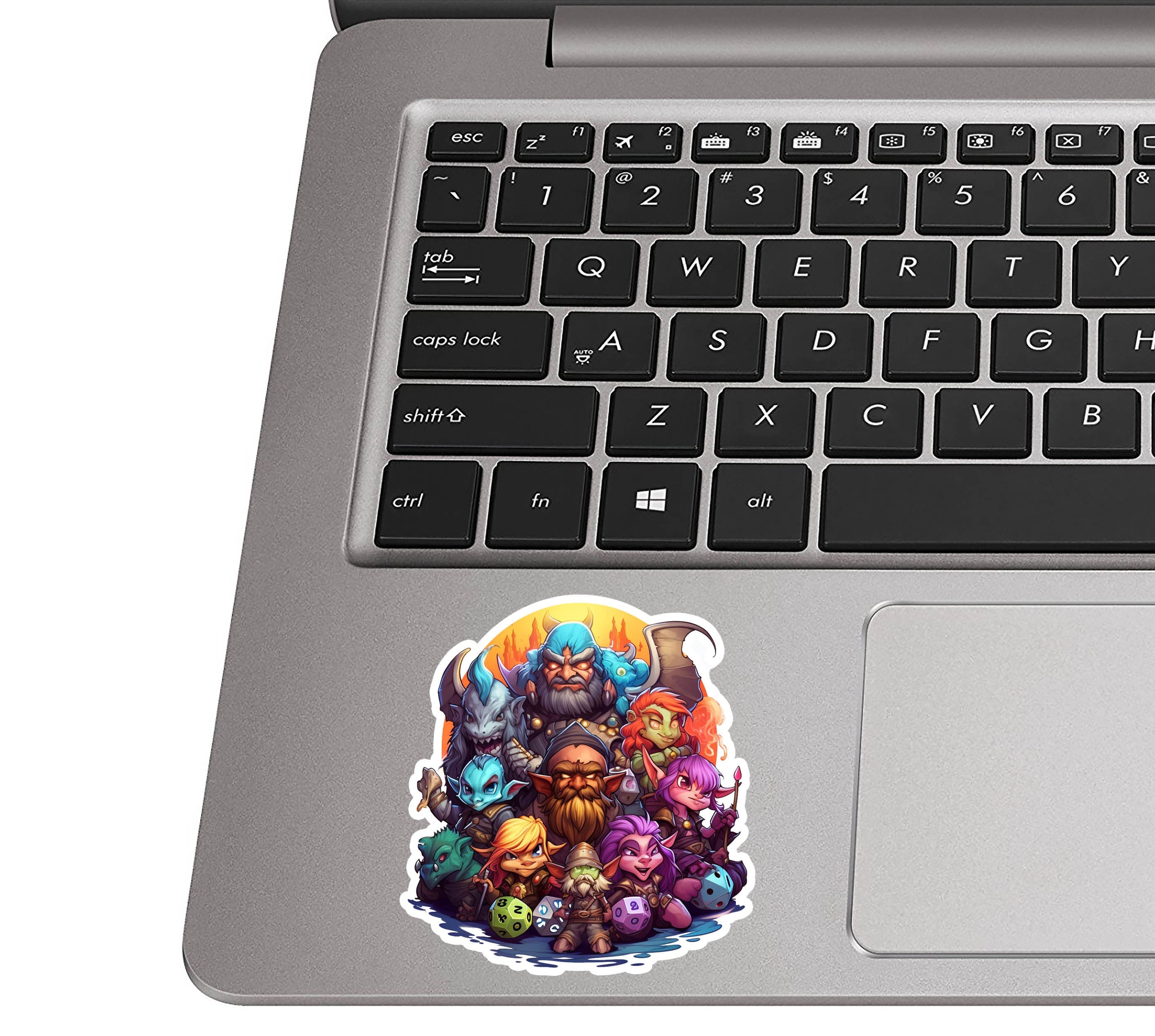 Role Playing Adventurer Characters with Dice Vinyl Sticker