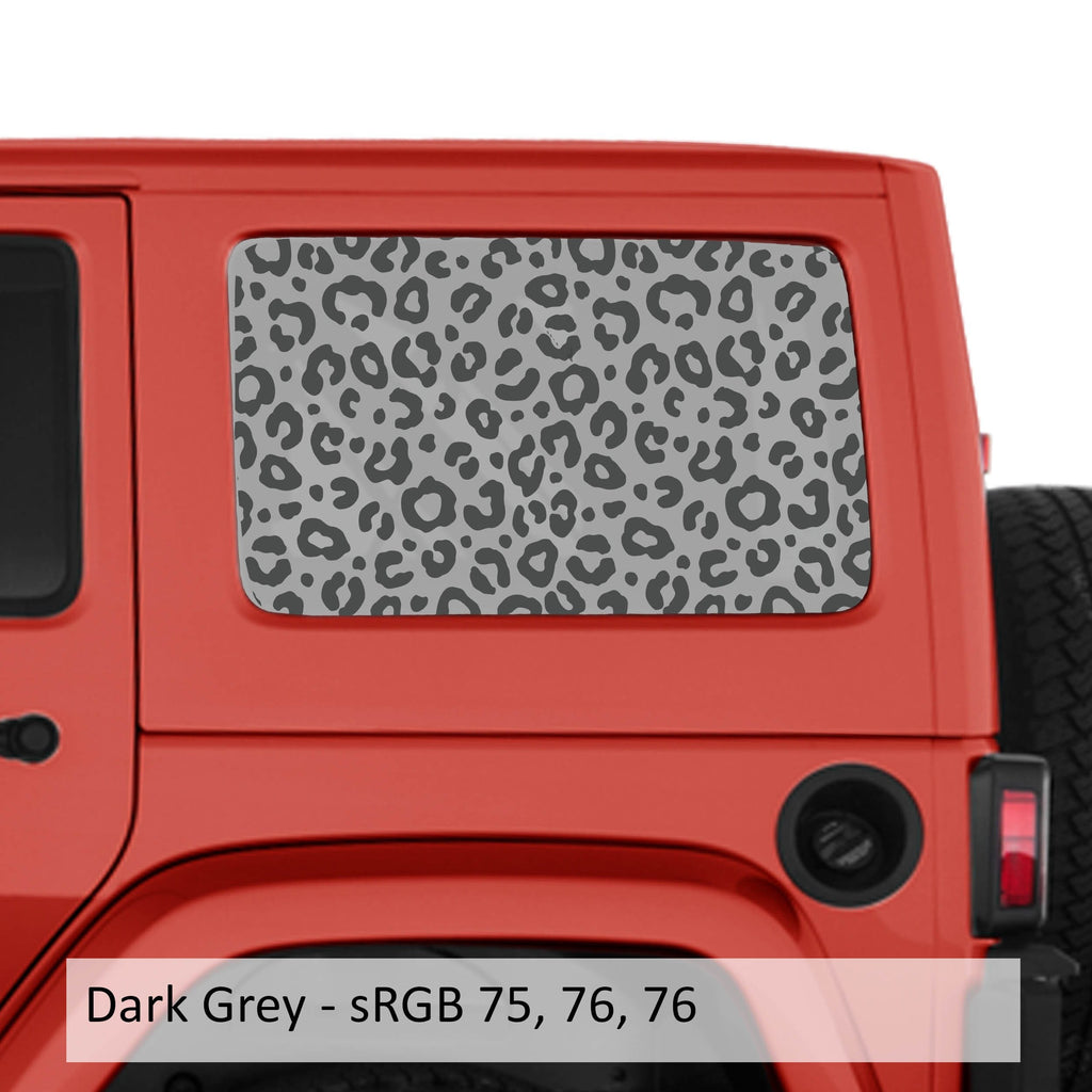 Leopard Cheetah Print Hardtop Rear Side Window Decal Set - Fits Jeep Wrangler 4-Door JKU 2007 - 2018
