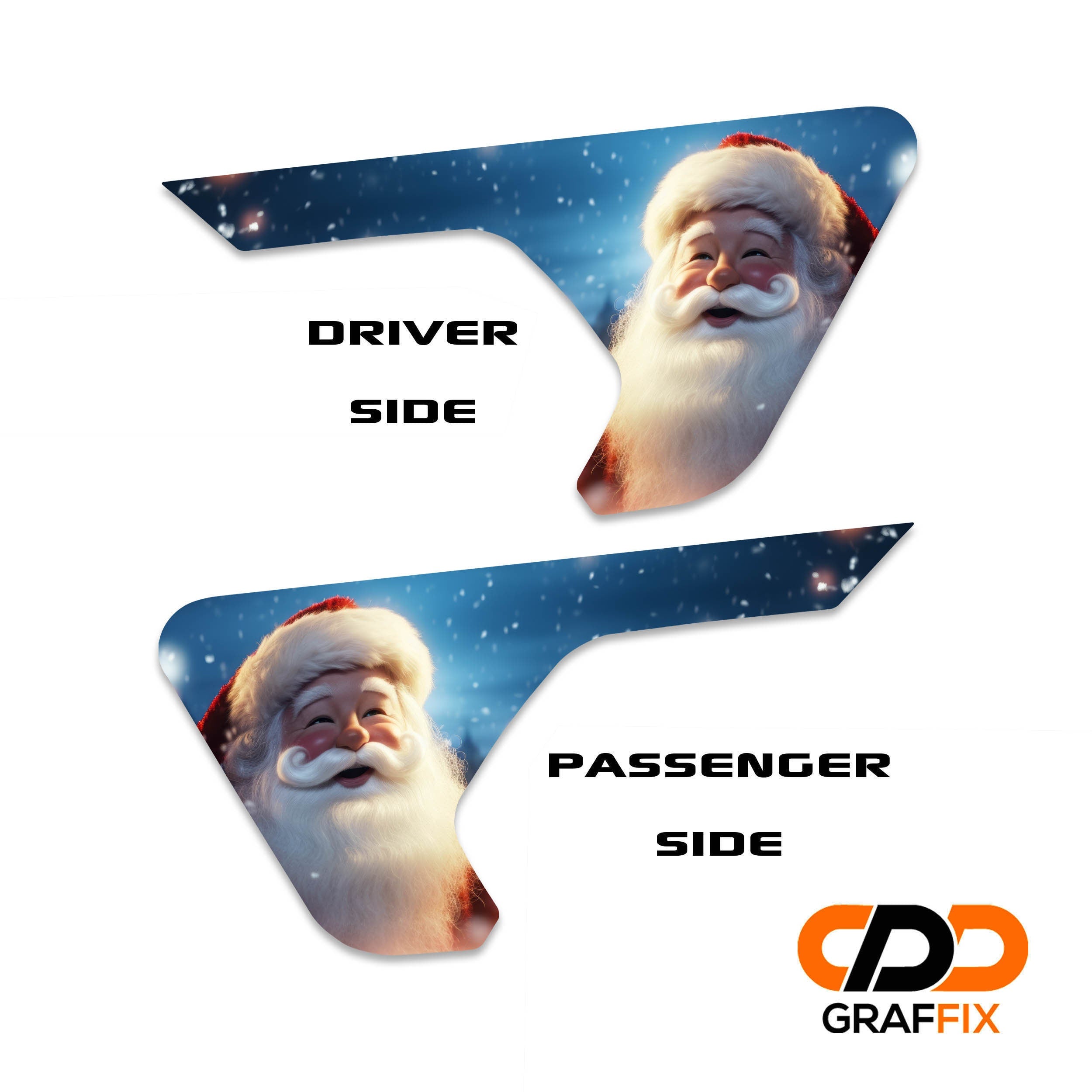 Santa Claus 2pc Vinyl Fender Decal Set - Fits Jeep Wrangler JL/Jeep Gladiator JT 2018+