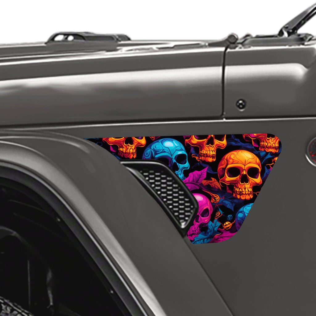 Skulls & Pumpkin 2pc Vinyl Fender Decal Set - Fits Jeep Wrangler JL/Jeep Gladiator JT 2018+