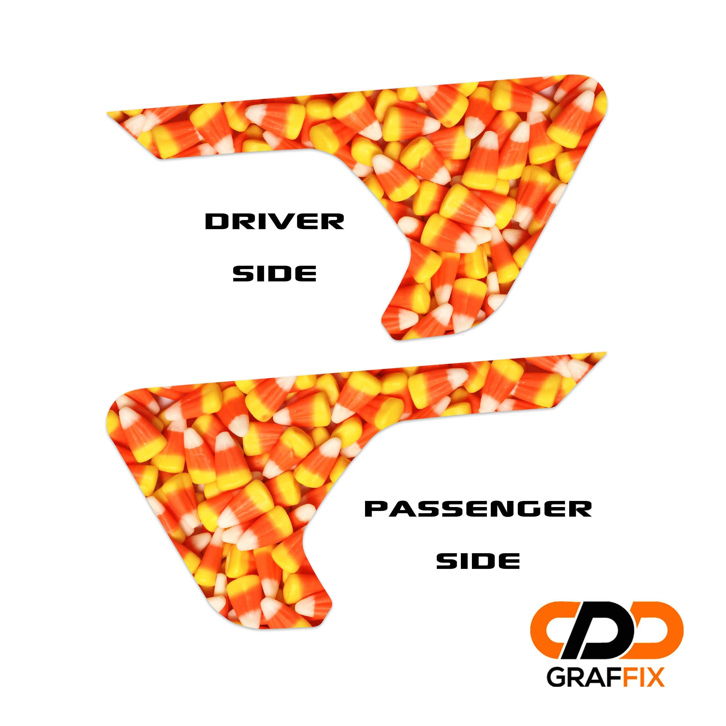 Halloween Candy Corn 2pc Vinyl Fender Decal Set - Fits Jeep Wrangler JL/Jeep Gladiator JT 2018+