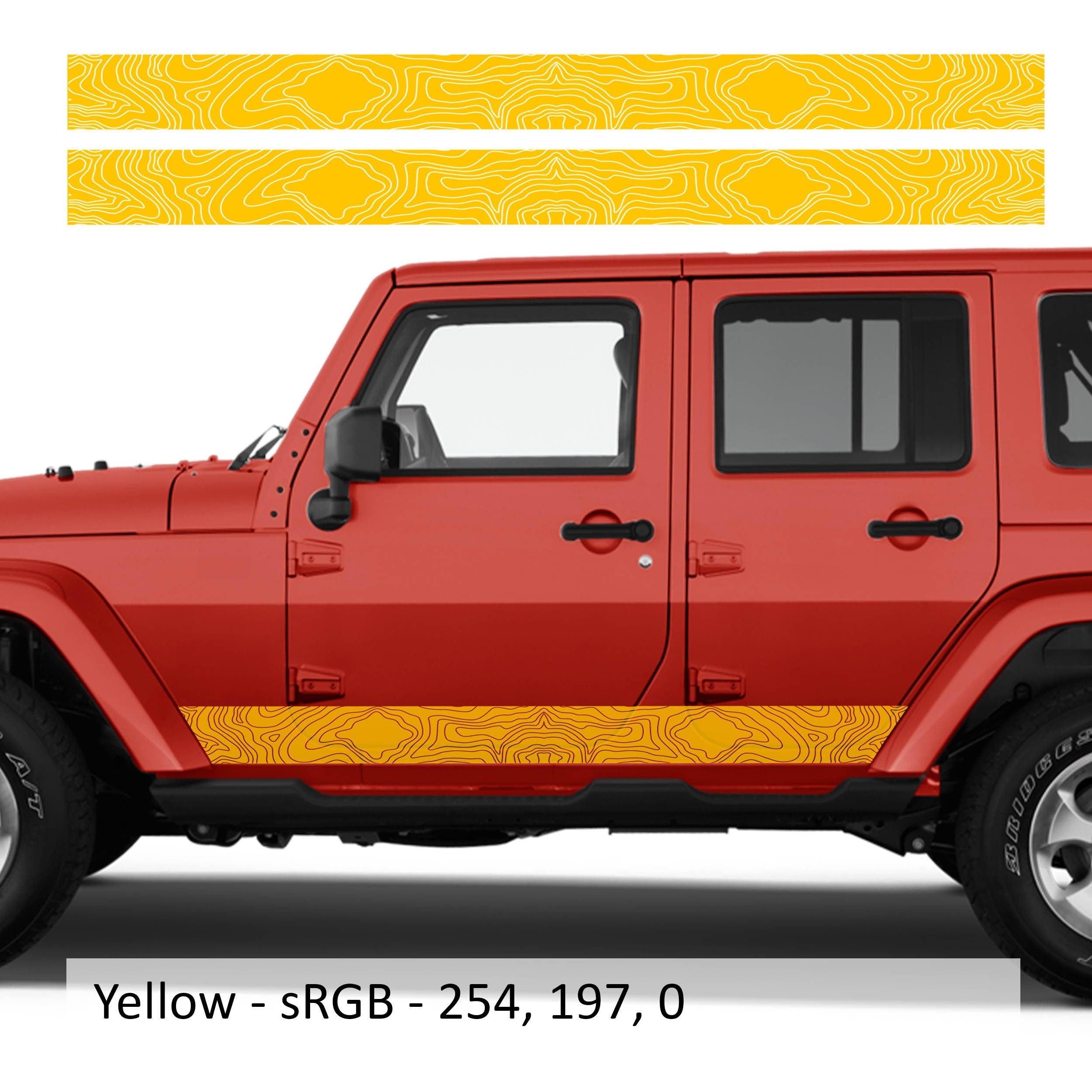 Topographic Body Side Skirt Stripe Kit - Fits 2007 -2018 JKU Wrangler Models