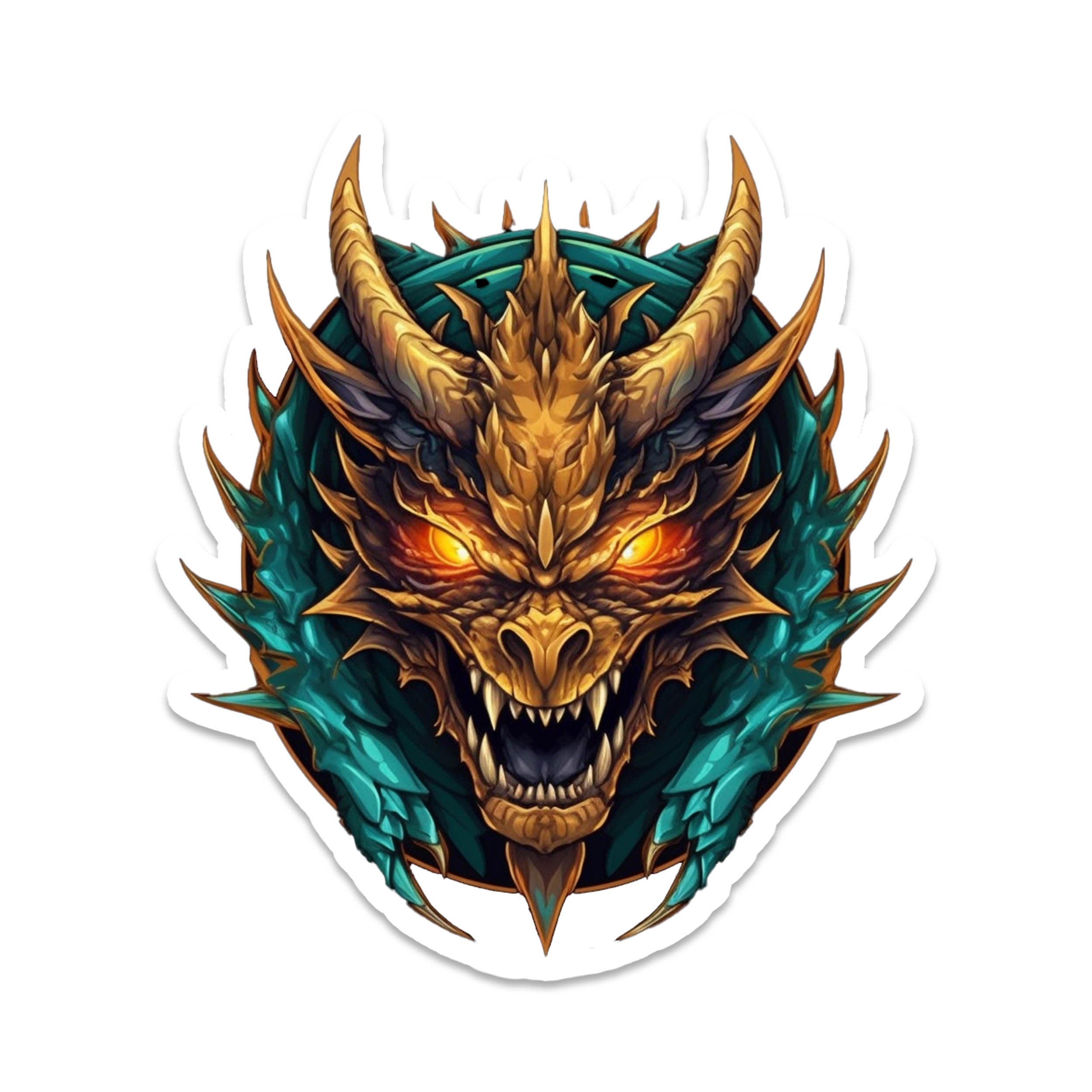 Mounted Gold Dragon Head Vinyl Sticker Fantasy RPG Decal for Water Bottle Laptop Car Tumbler DnD Gift for Dragon and Tabletop Fans