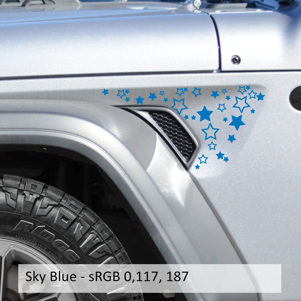 Stars Pattern Fender Vent Vinyl Decal Sticker Fits Jeep Wrangler JL/Jeep Gladiator JT 2018+