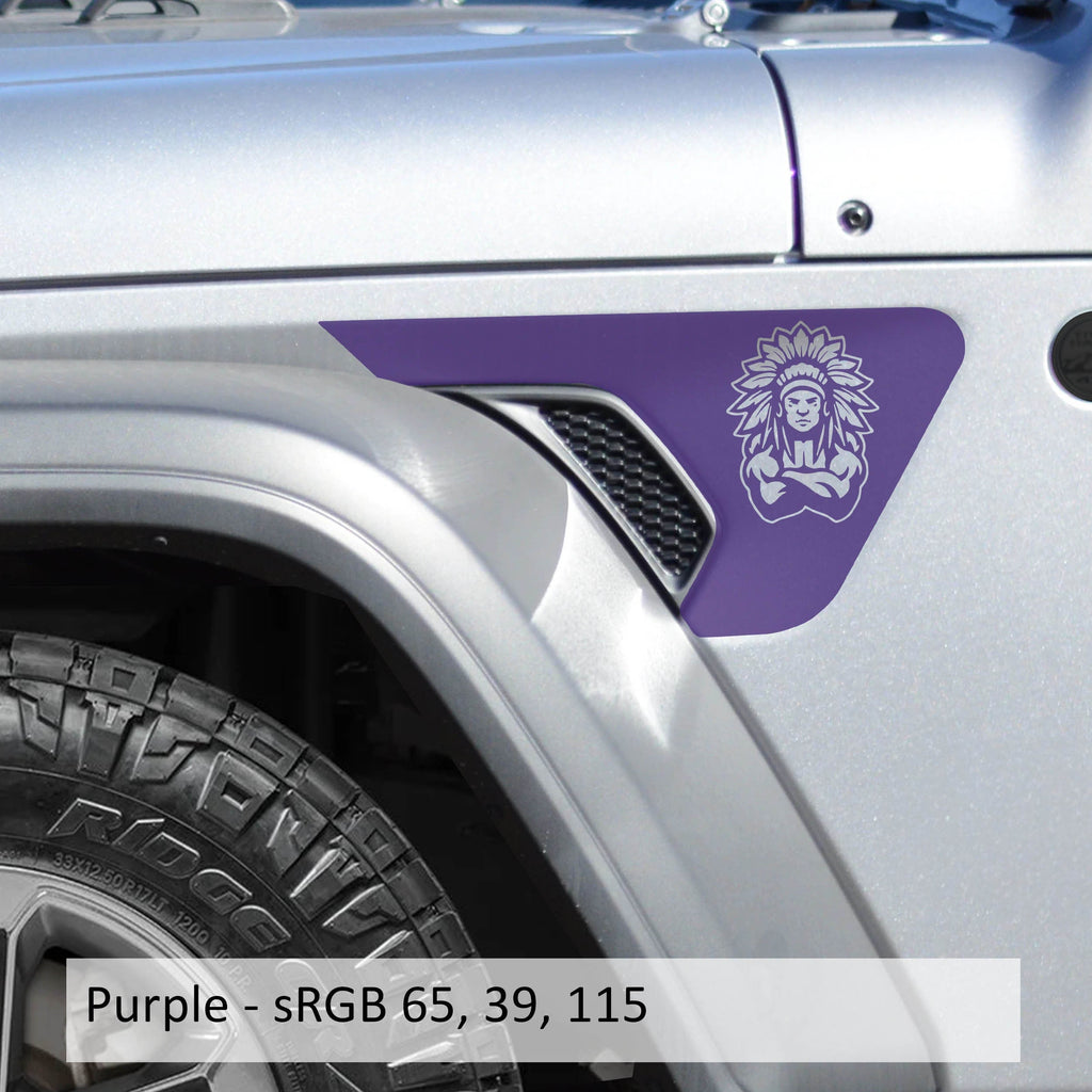 Chieftain Feather Head Dress Fender Vent Vinyl Decal - Fits Jeep Wrangler JL/Jeep Gladiator JT 2018+