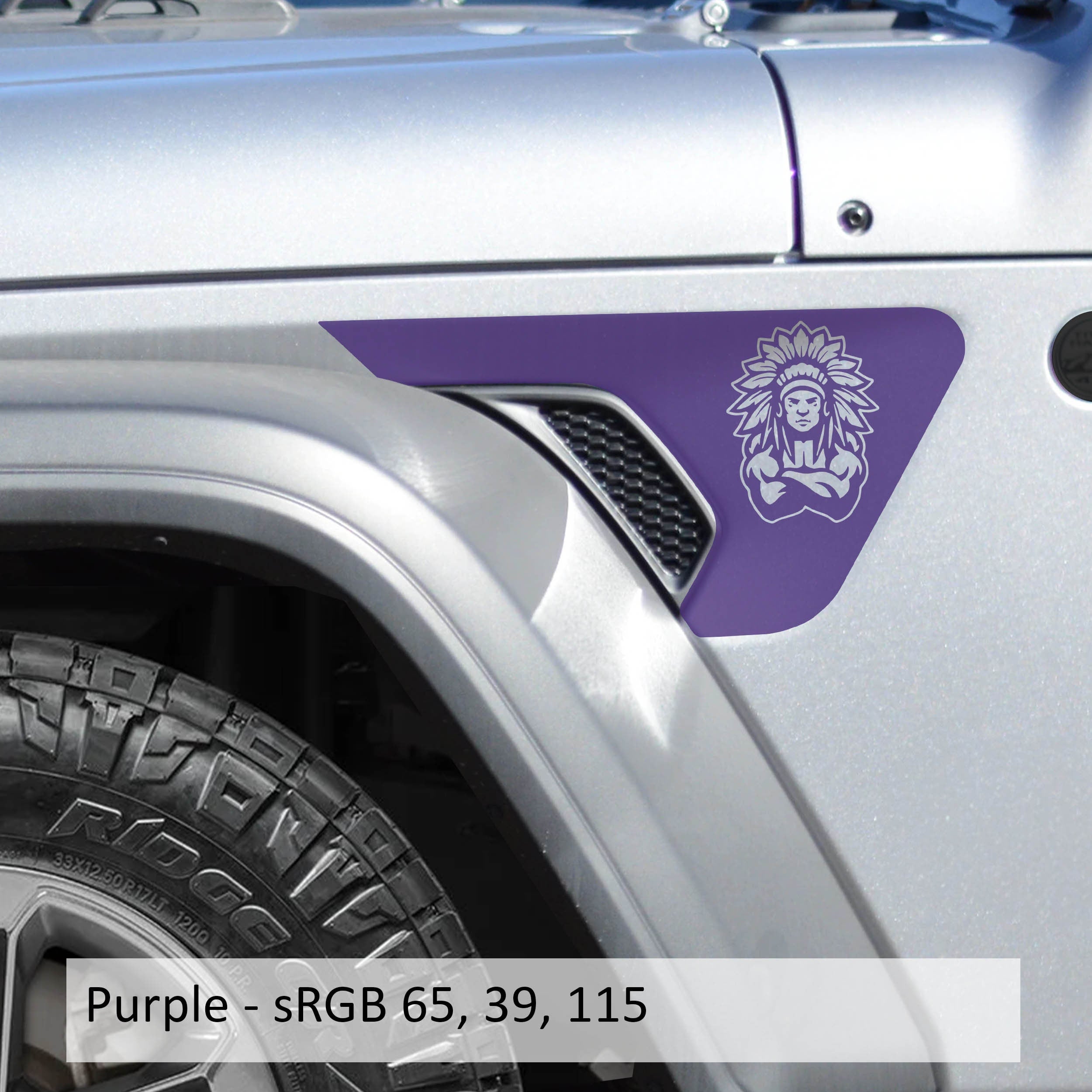 Chieftain Feather Head Dress Fender Vent Vinyl Decal - Fits Jeep Wrangler JL/Jeep Gladiator JT 2018+