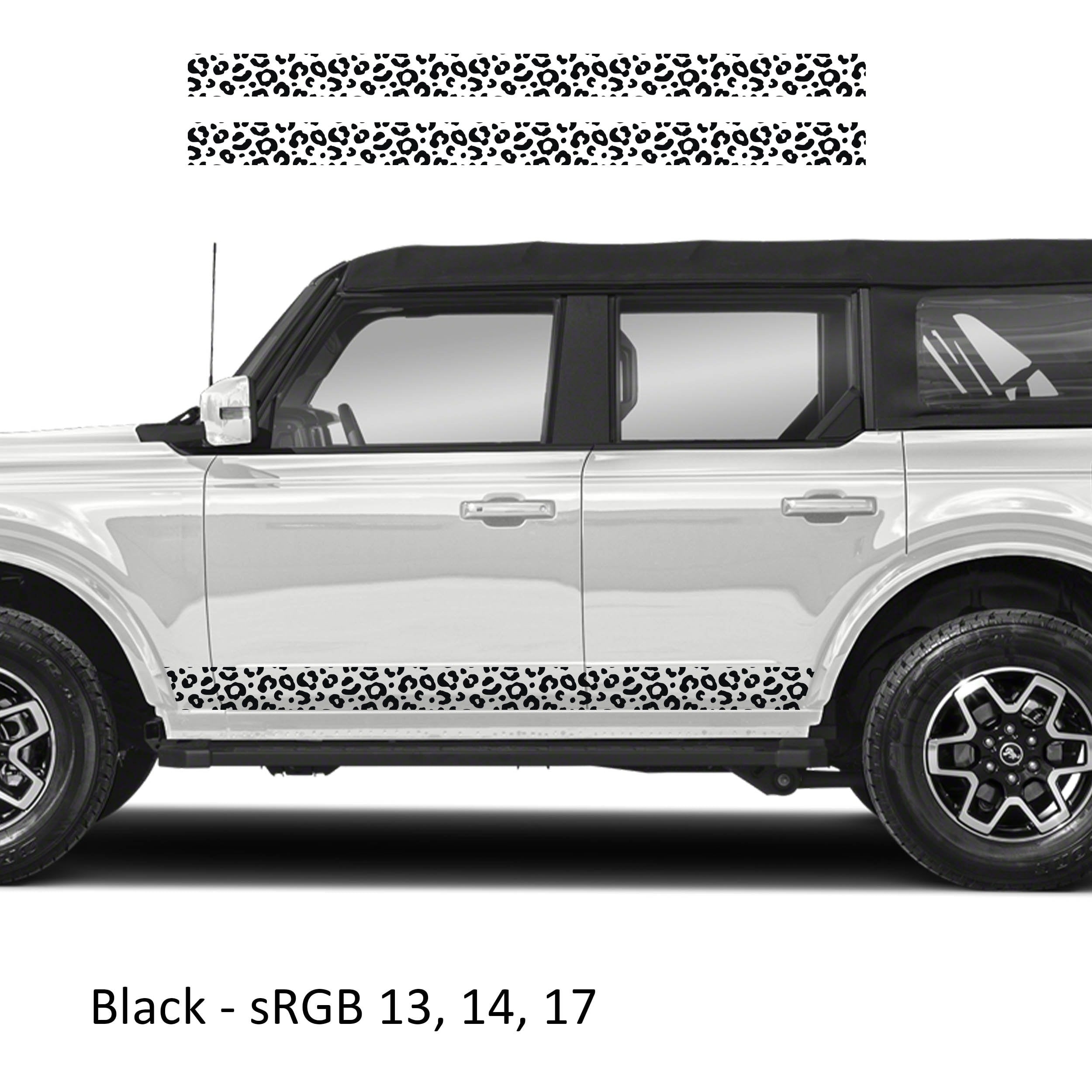 Leopard Print Side Skirt Stripe Kit Decals Fits Ford Bronco (4 Door) 2020 - Current