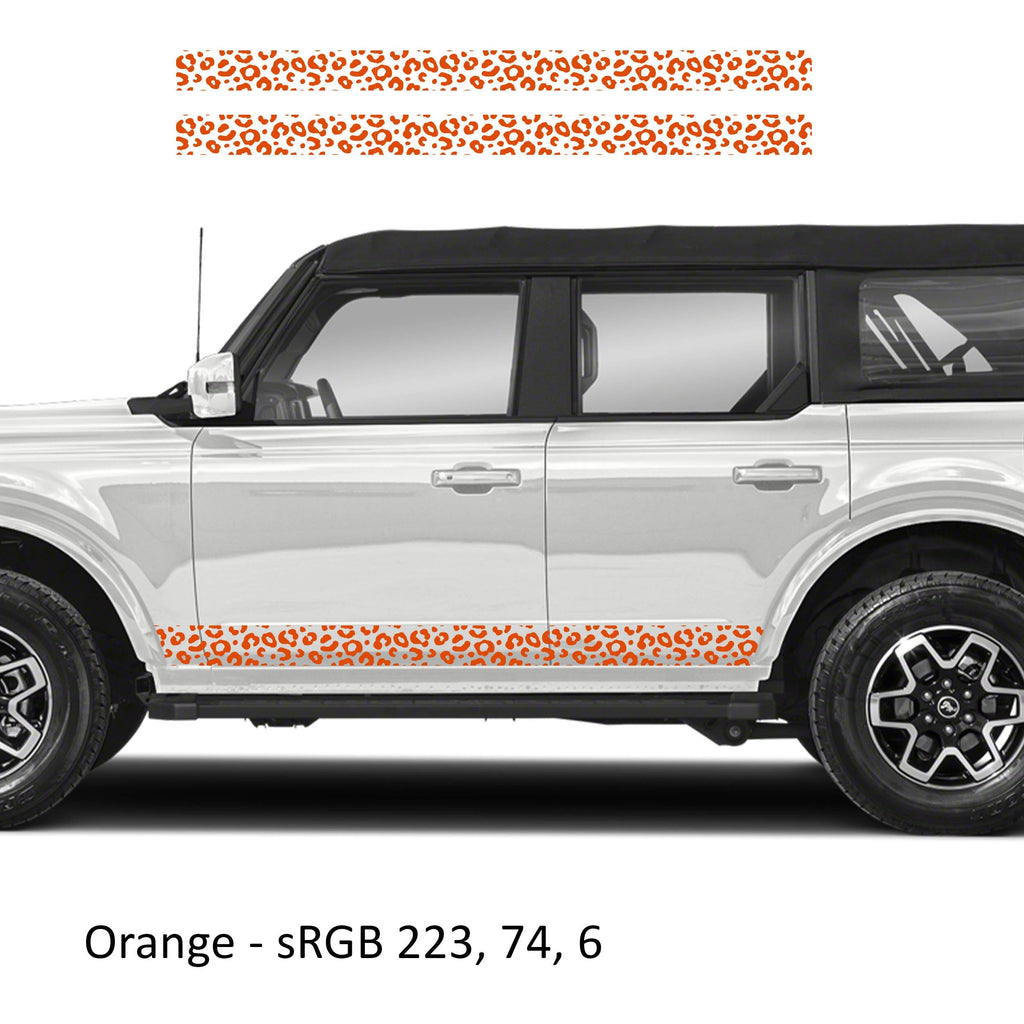 Leopard Print Side Skirt Stripe Kit Decals Fits Ford Bronco (4 Door) 2020 - Current