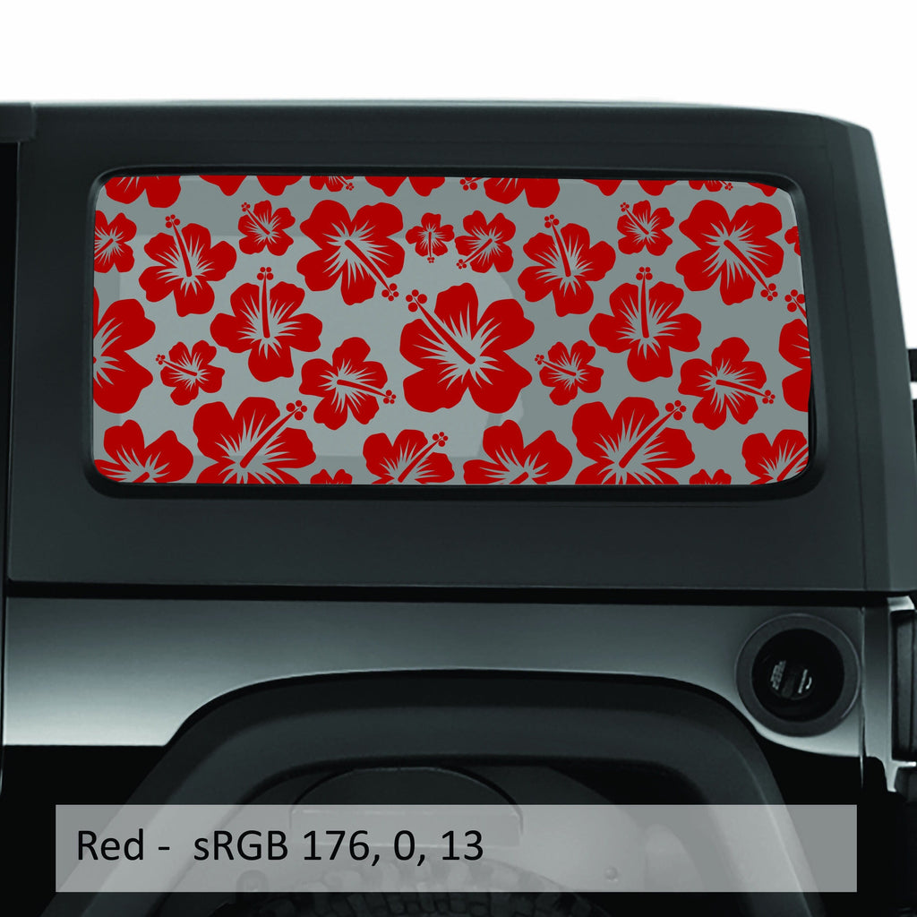 Hawaiian Hibiscus Floral Hardtop Window Decal Set - Fits Jeep 2-Door JK Wrangler 2007 - 2018