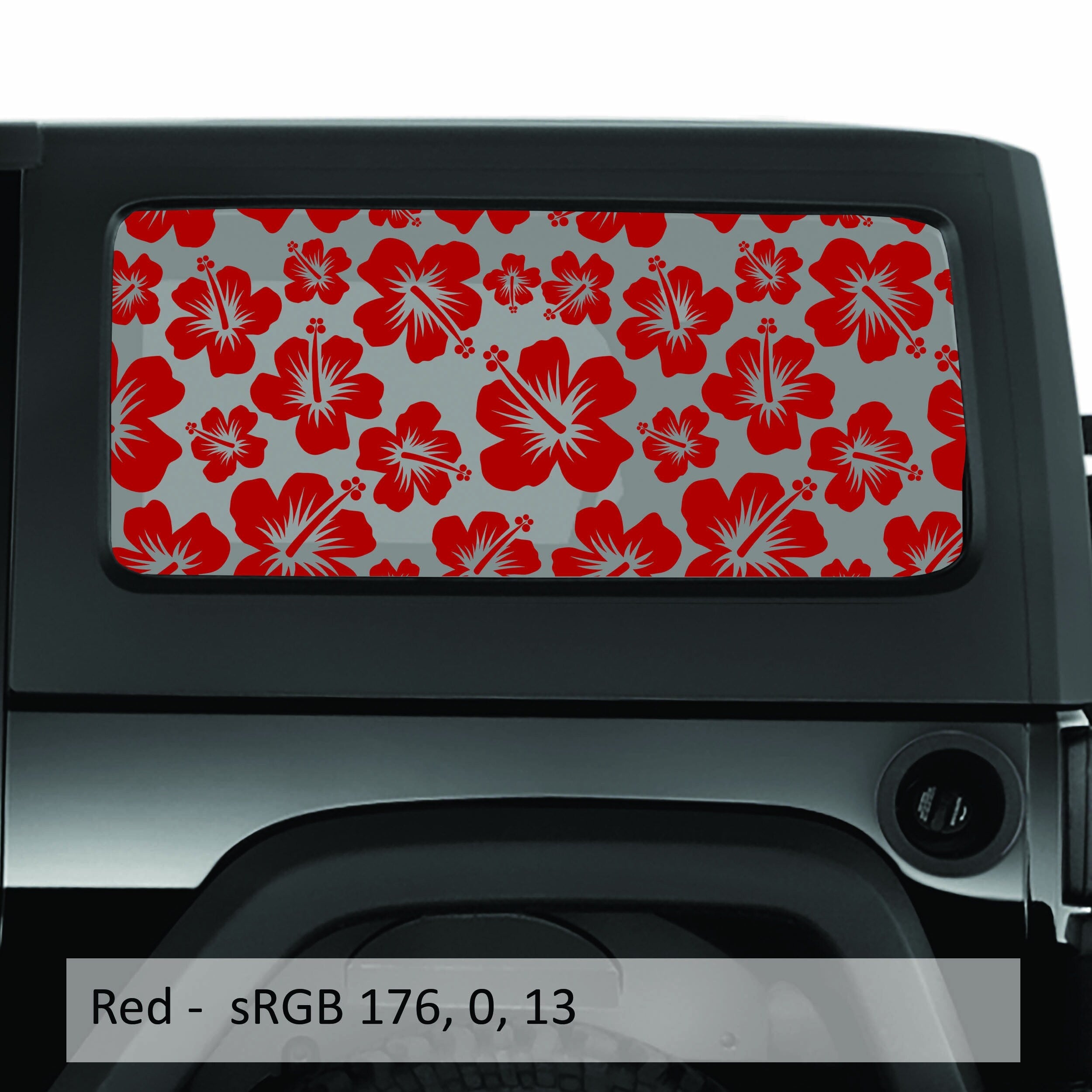 Hawaiian Hibiscus Floral Hardtop Window Decal Set - Fits Jeep 2-Door JK Wrangler 2007 - 2018