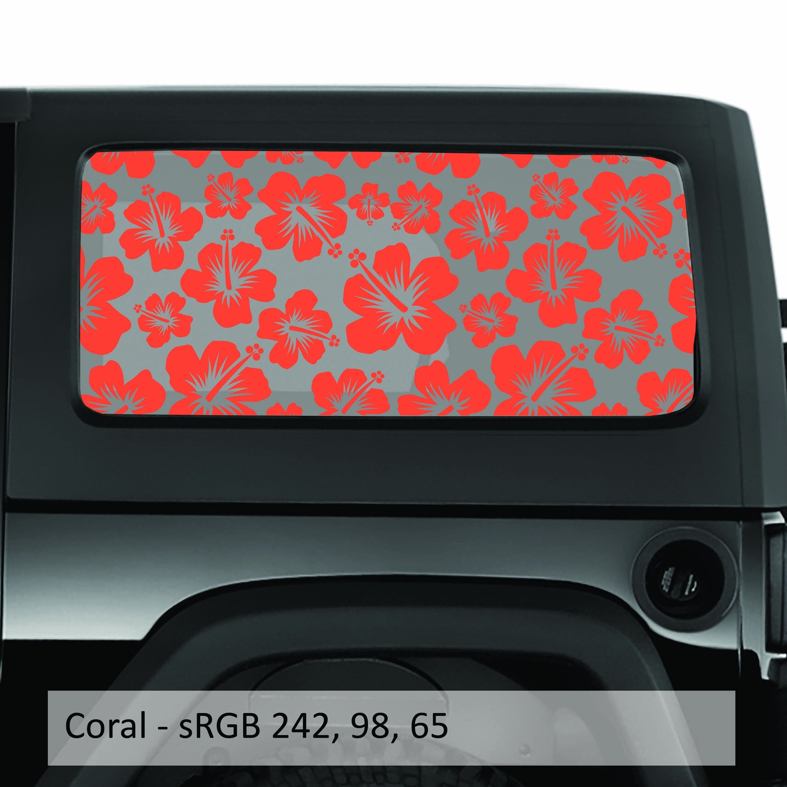 Hawaiian Hibiscus Floral Hardtop Window Decal Set - Fits Jeep 2-Door JK Wrangler 2007 - 2018