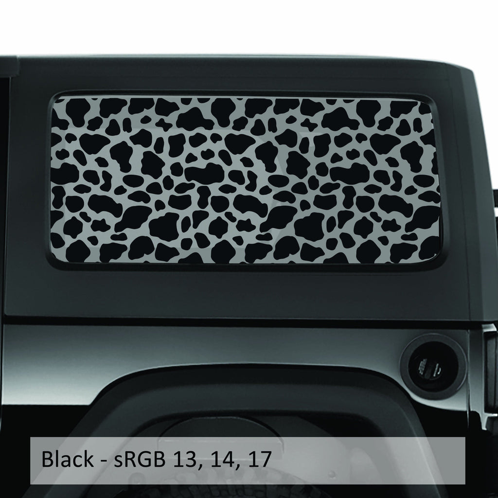 Cow Print Pattern Hardtop Window Decal Set - Fits Jeep 2-Door JK Wrangler 2007 - 2018