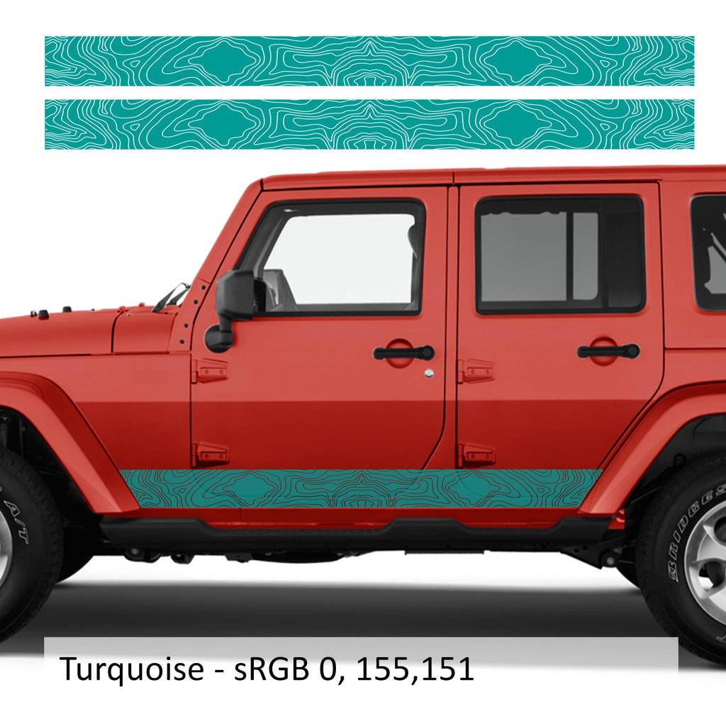 Topographic Body Side Skirt Stripe Kit - Fits 2007 -2018 JKU Wrangler Models