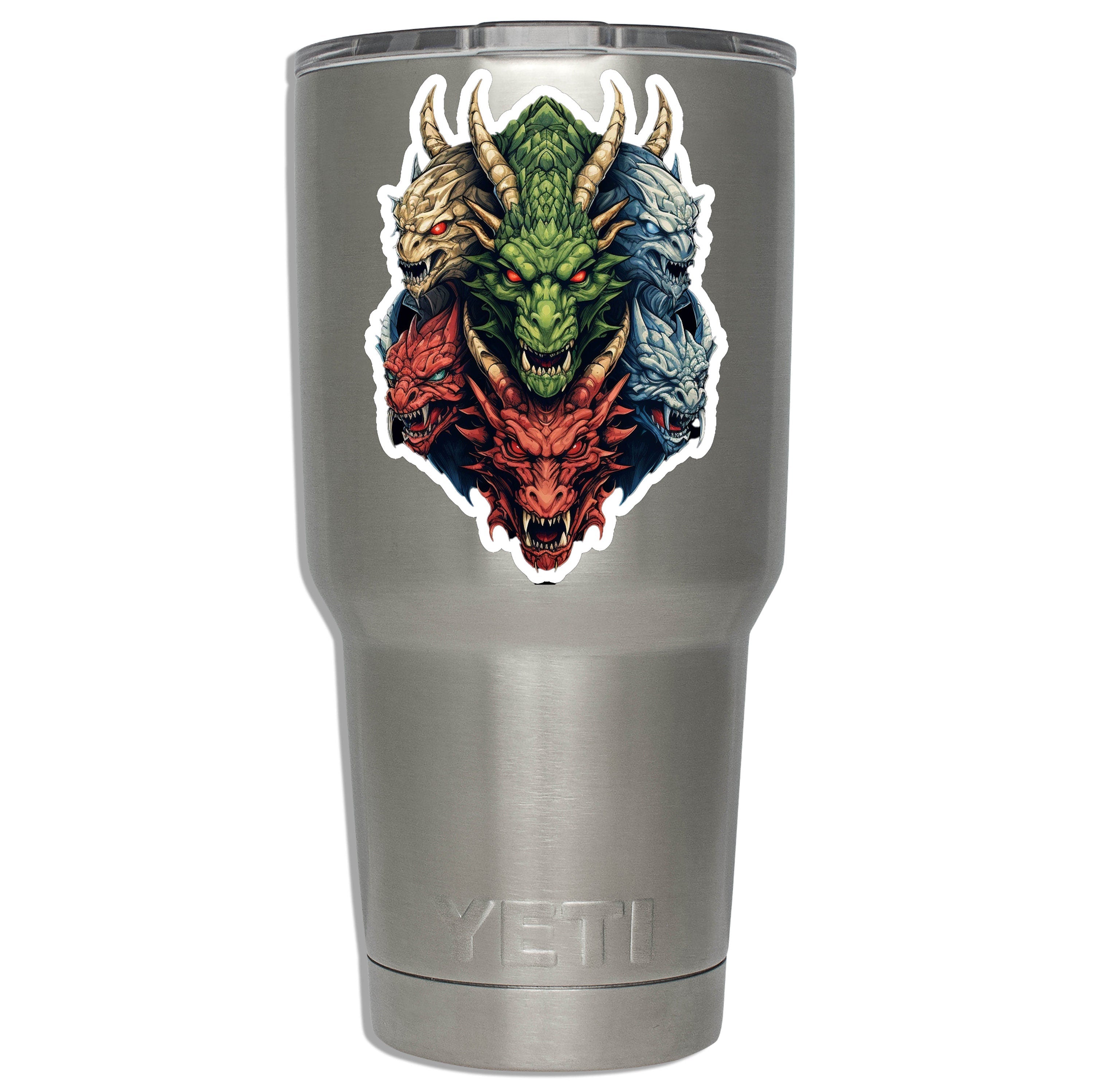 Mounted Dragon Horde Heads Vinyl Sticker Fantasy RPG DnD Dice Laptop Tumbler Water Bottle Decal Gift for Dungeon Masters or Players