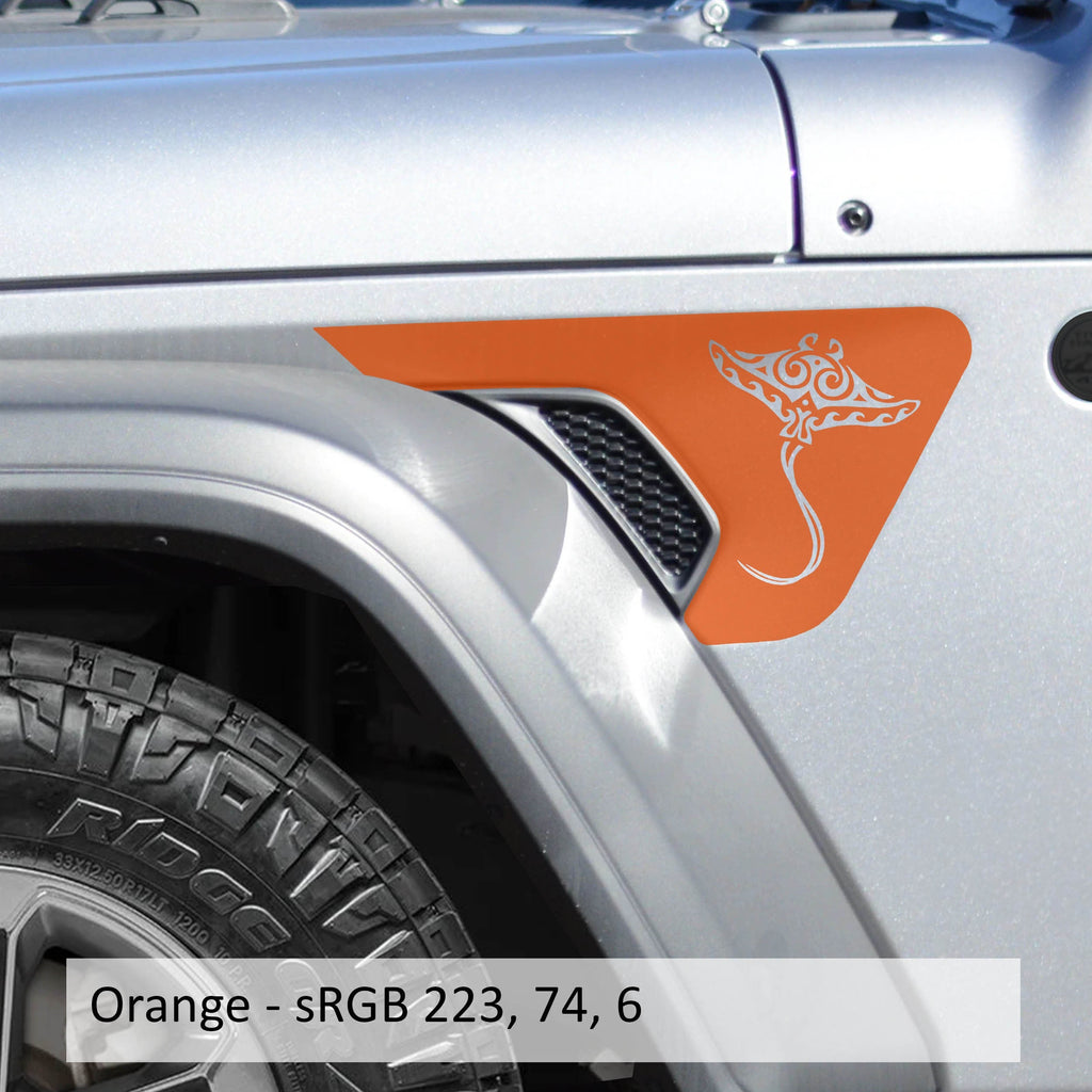Tribal Stingray Fender Vent Vinyl Decal - Fits Jeep Wrangler JL/Jeep Gladiator JT 2018+