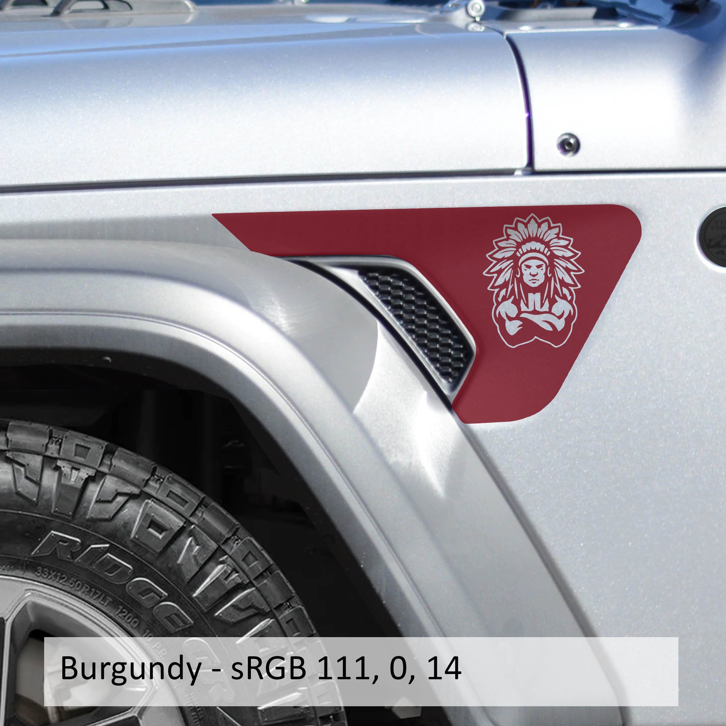 Chieftain Feather Head Dress Fender Vent Vinyl Decal - Fits Jeep Wrangler JL/Jeep Gladiator JT 2018+