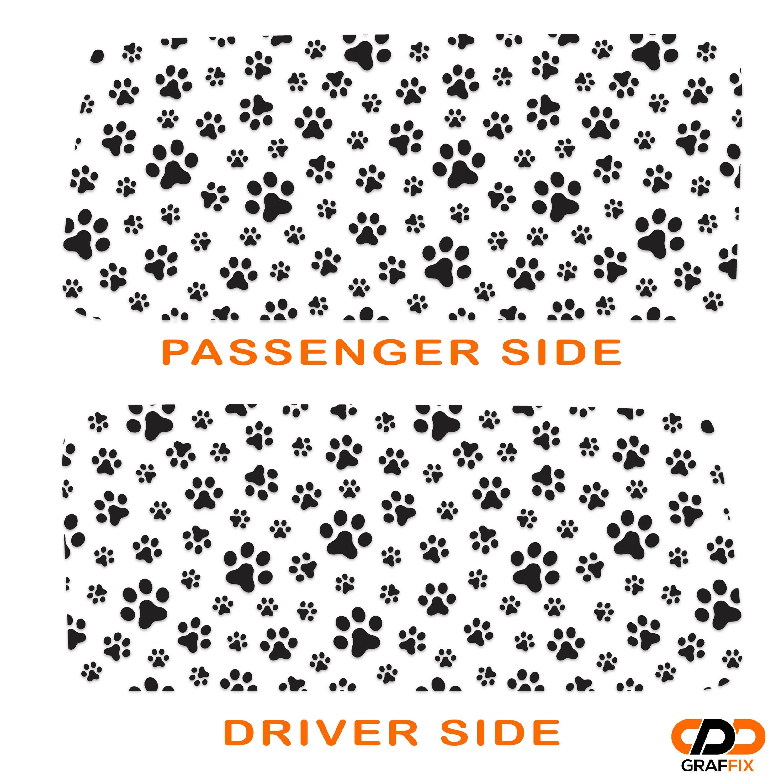 Puppy Dog Paw Print JK Hardtop Window Decal Set - Fits Jeep 2-Door Wrangler 2007 - 2018