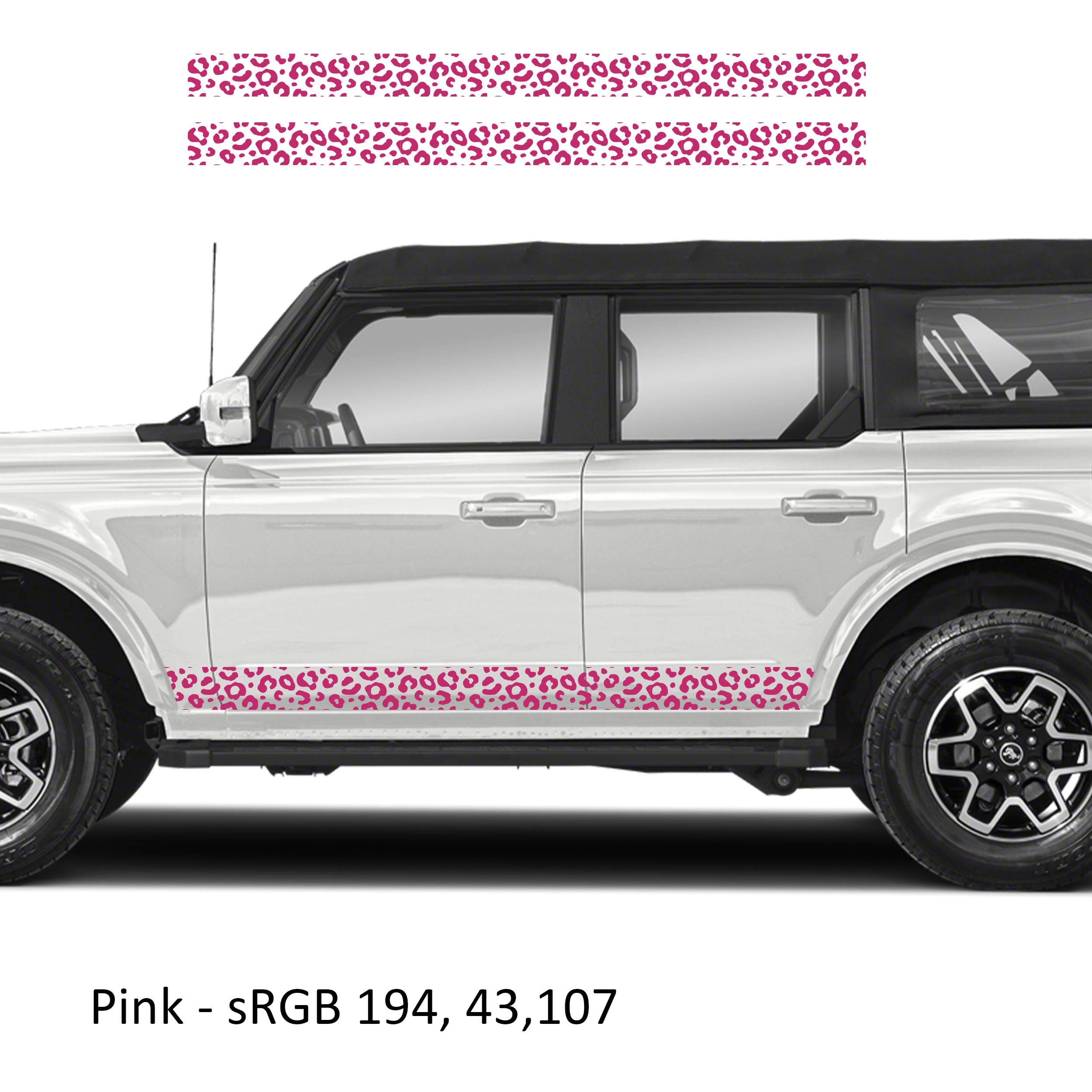 Leopard Print Side Skirt Stripe Kit Decals Fits Ford Bronco (4 Door) 2020 - Current