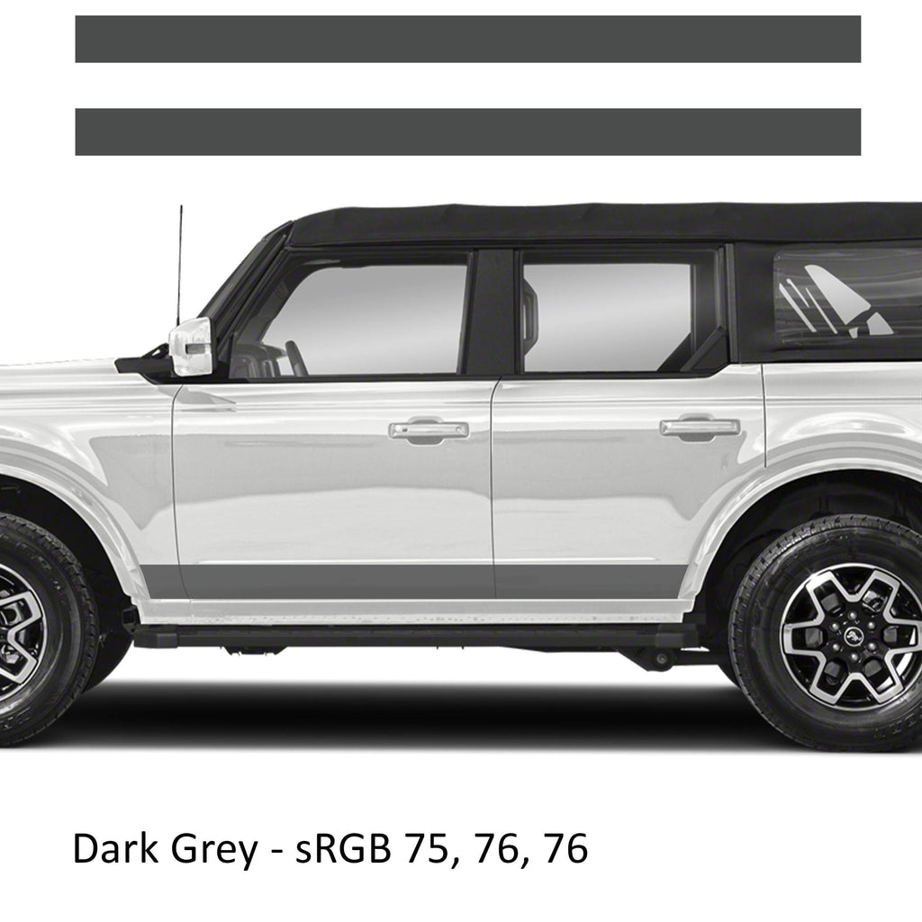 Blackout Side Skirt Rocker Panel Stripe Kit Decals Fits Ford Bronco (4 Door) 2020 - Current