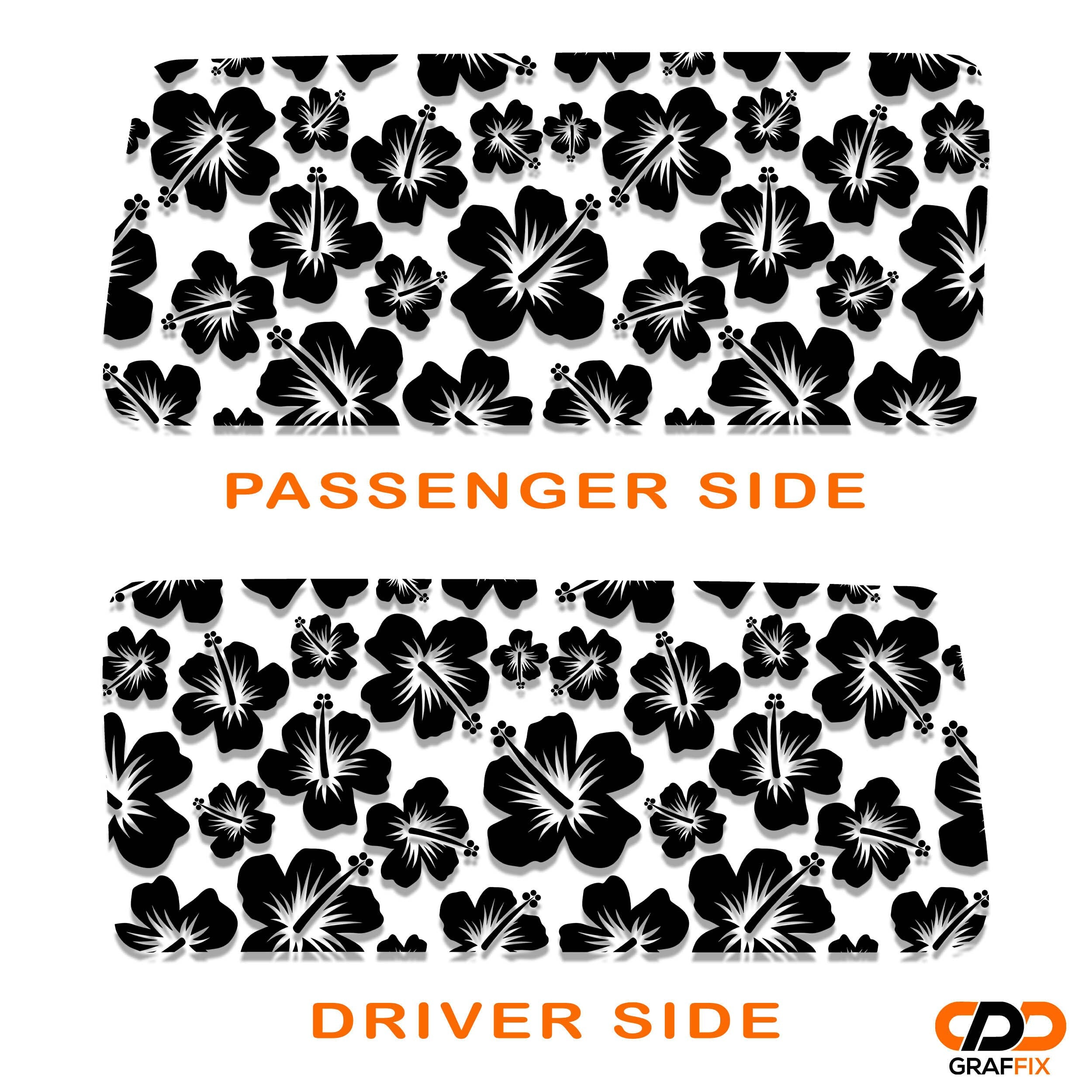 Hawaiian Hibiscus Floral Hardtop Window Decal Set - Fits Jeep 2-Door JK Wrangler 2007 - 2018