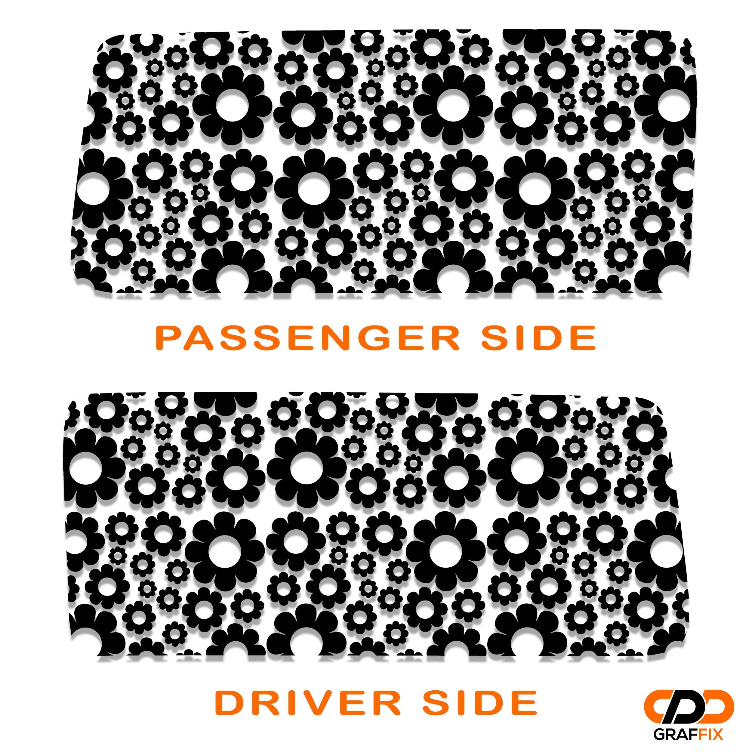 Daisy Pattern Hardtop Window Decal Set - Fits Jeep 2-Door JK Wrangler 2007 - 2018