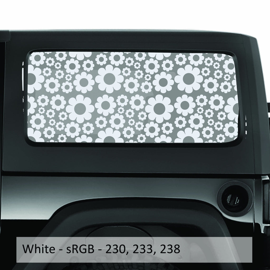 Daisy Pattern Hardtop Window Decal Set - Fits Jeep 2-Door JK Wrangler 2007 - 2018