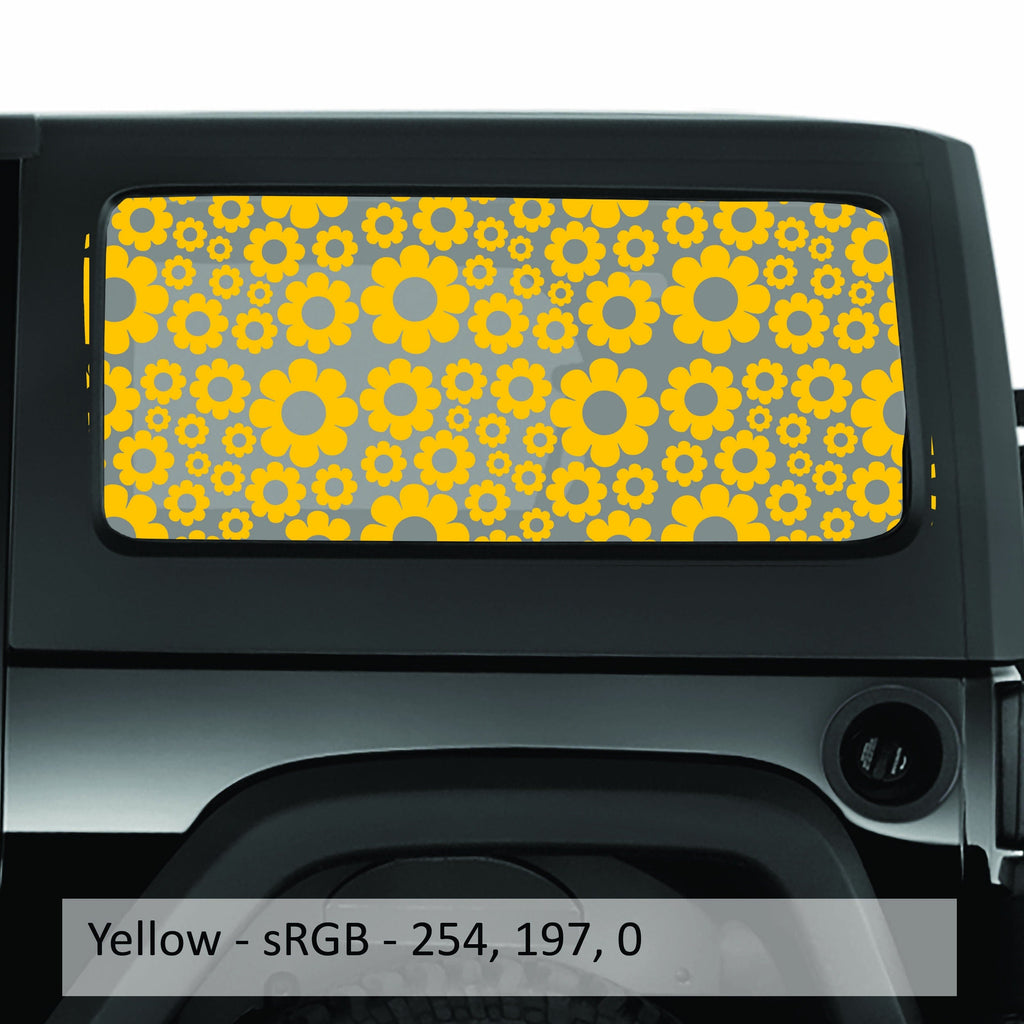Daisy Pattern Hardtop Window Decal Set - Fits Jeep 2-Door JK Wrangler 2007 - 2018