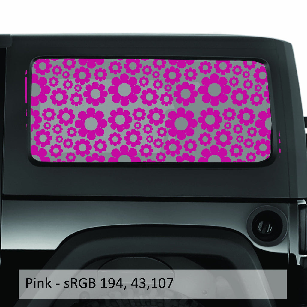 Daisy Pattern Hardtop Window Decal Set - Fits Jeep 2-Door JK Wrangler 2007 - 2018