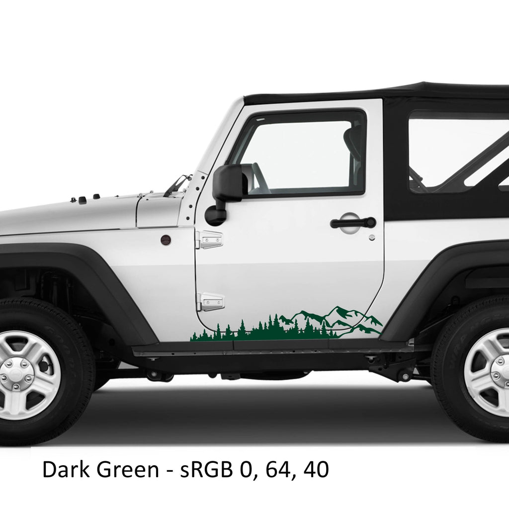 Mountain Forest 2Pcs Jk Lower Rocker Vinyl Decal Fits Jeep Wrangler Jk 2 Door 2007 - 2018