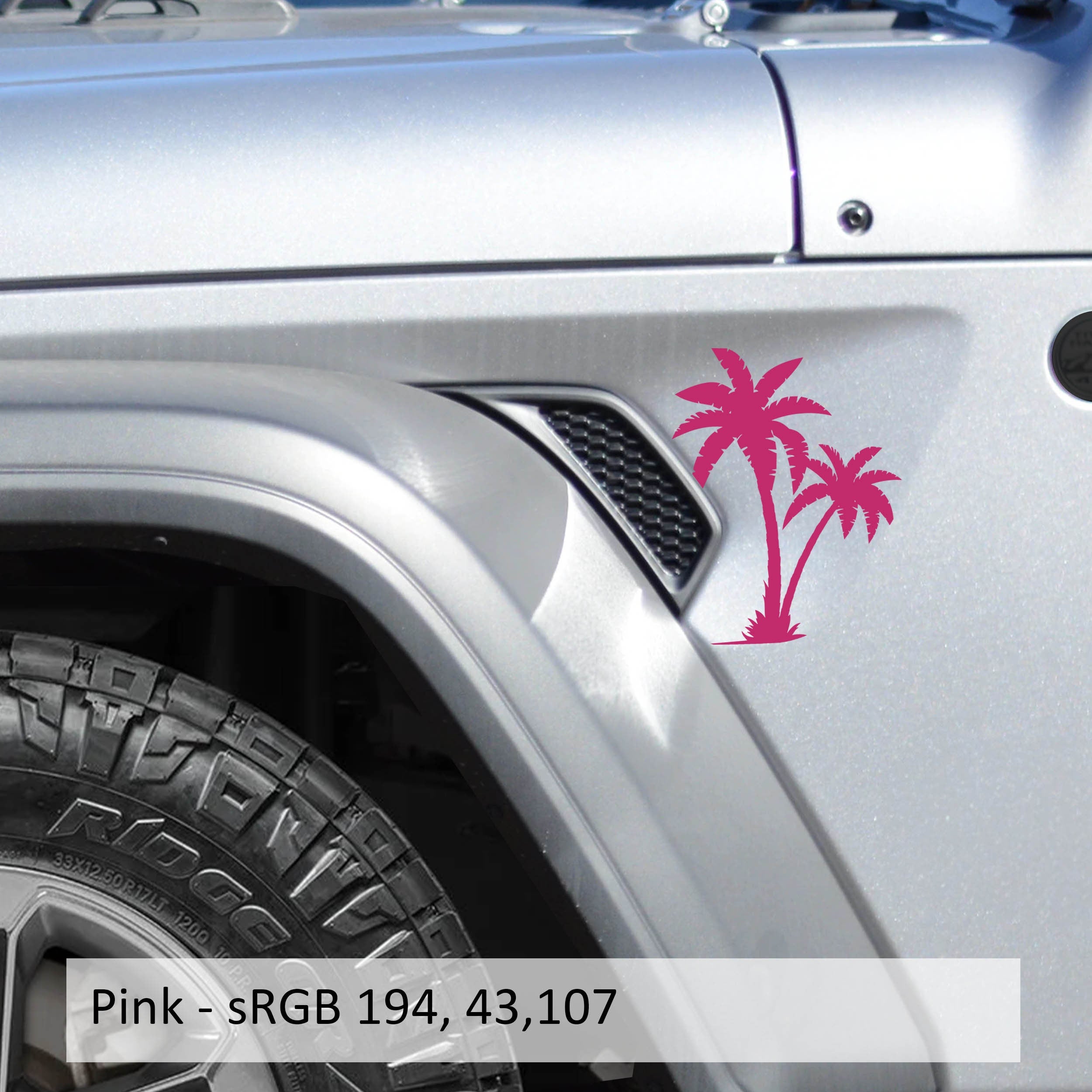 Palm Tree Fender Vent Vinyl Decal - Fits Jeep Wrangler JL/Jeep Gladiator JT 2018+
