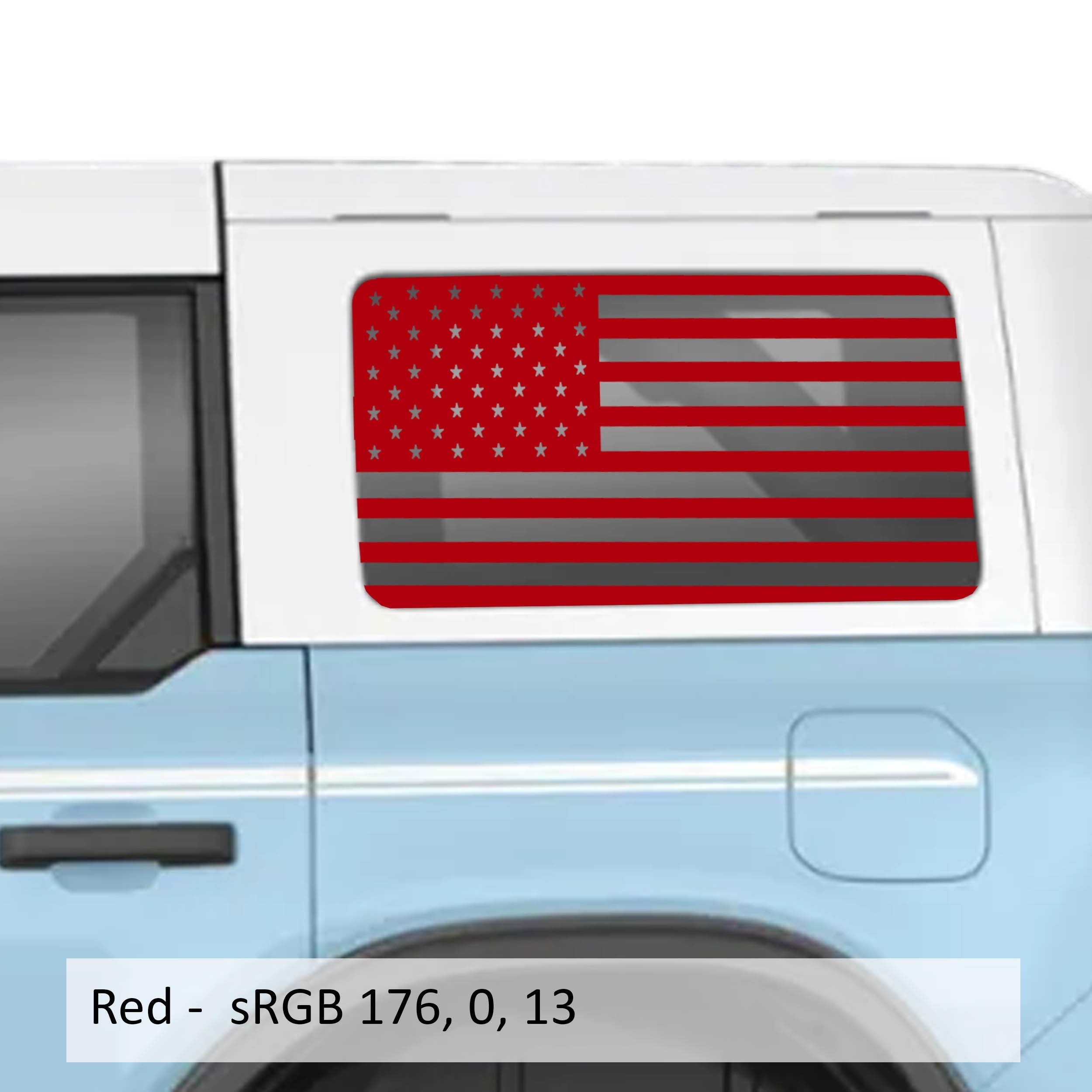 American Flag Rear Quarter Window Decals Fits 2021+ 4 Door Bronco Hardtops