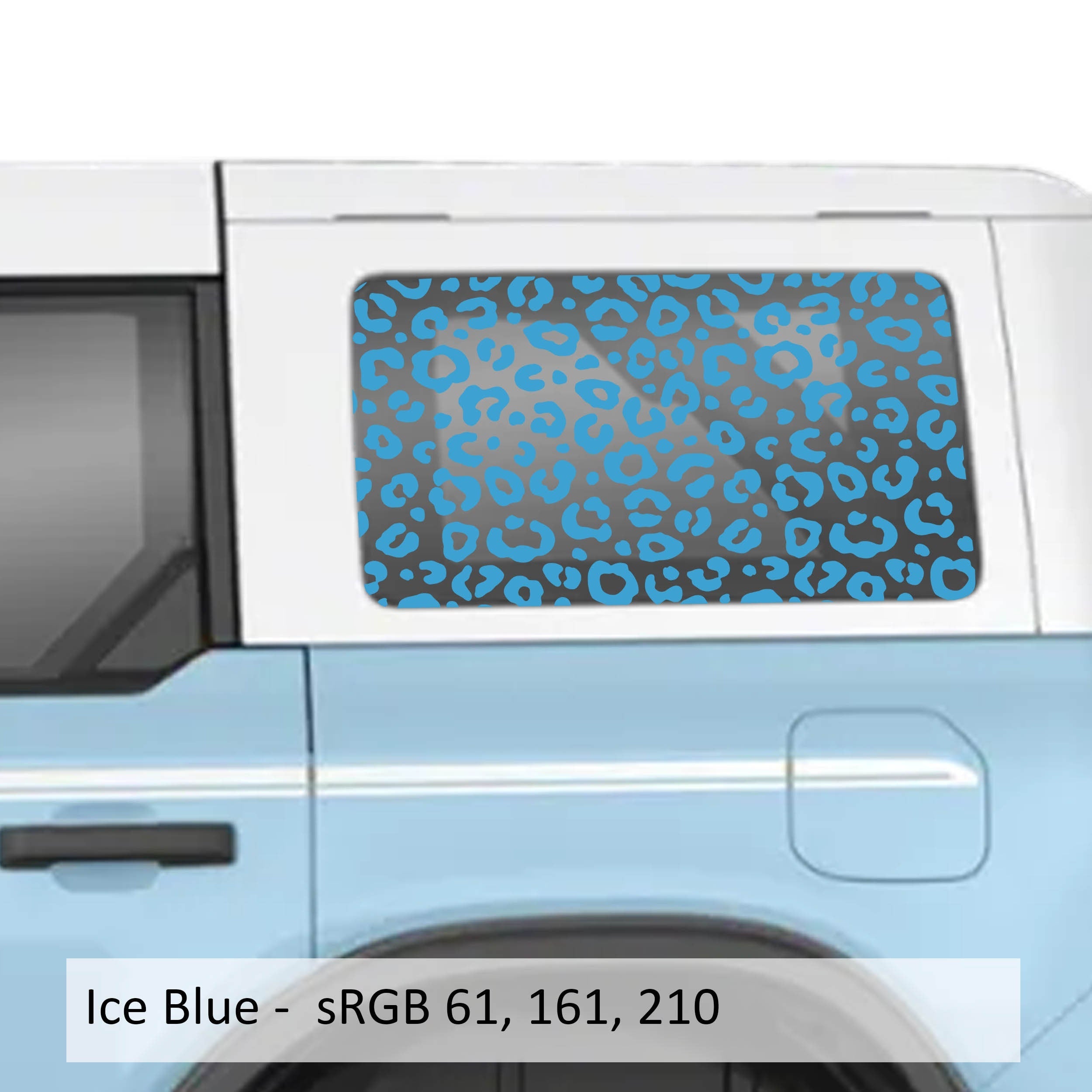 Leopard Print Rear Quarter Window Decals Fits 2021+ 4 Door Bronco Hardtops