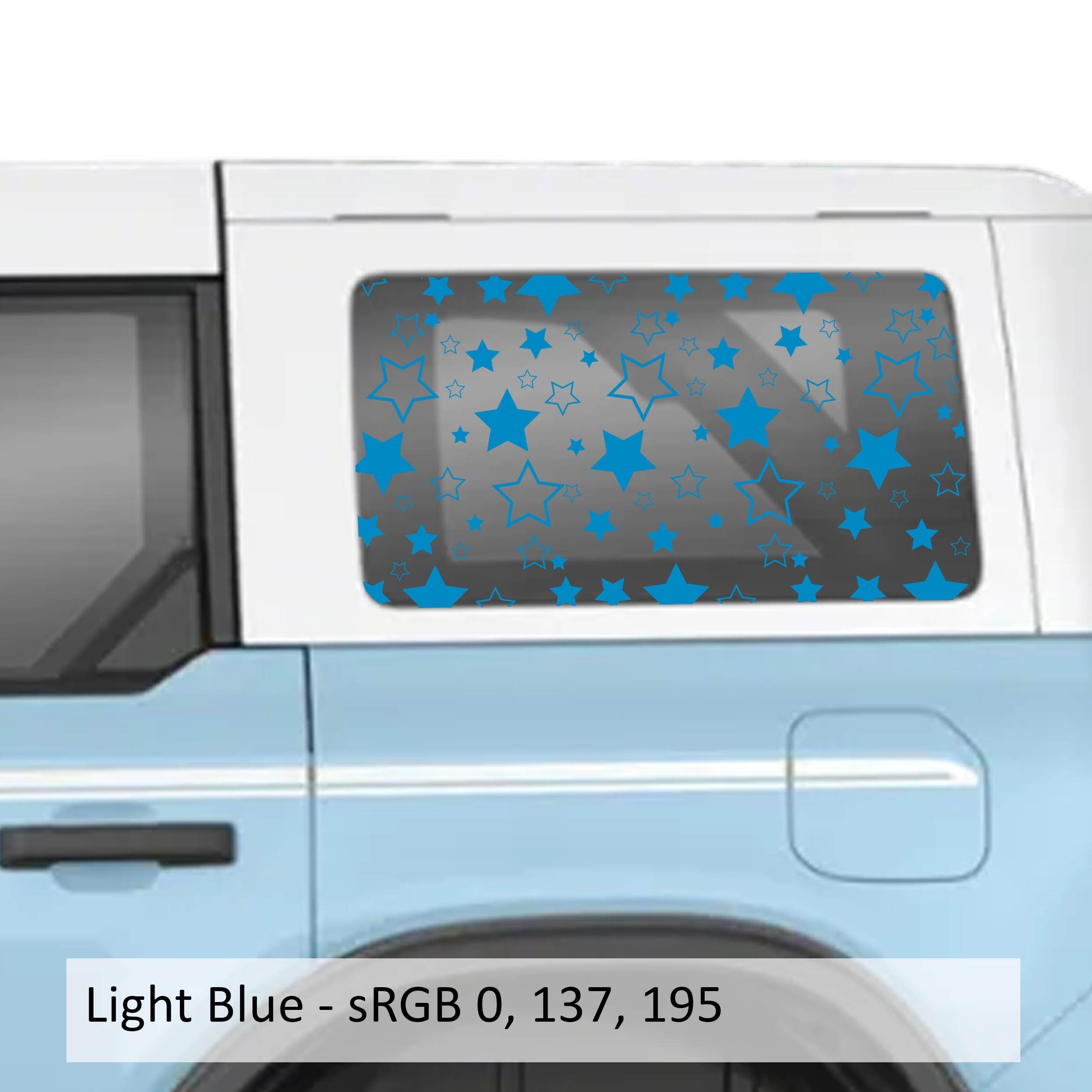 Starfield Pattern Rear Quarter Window Decals Fits 2021+ 4 Door Bronco Hardtops