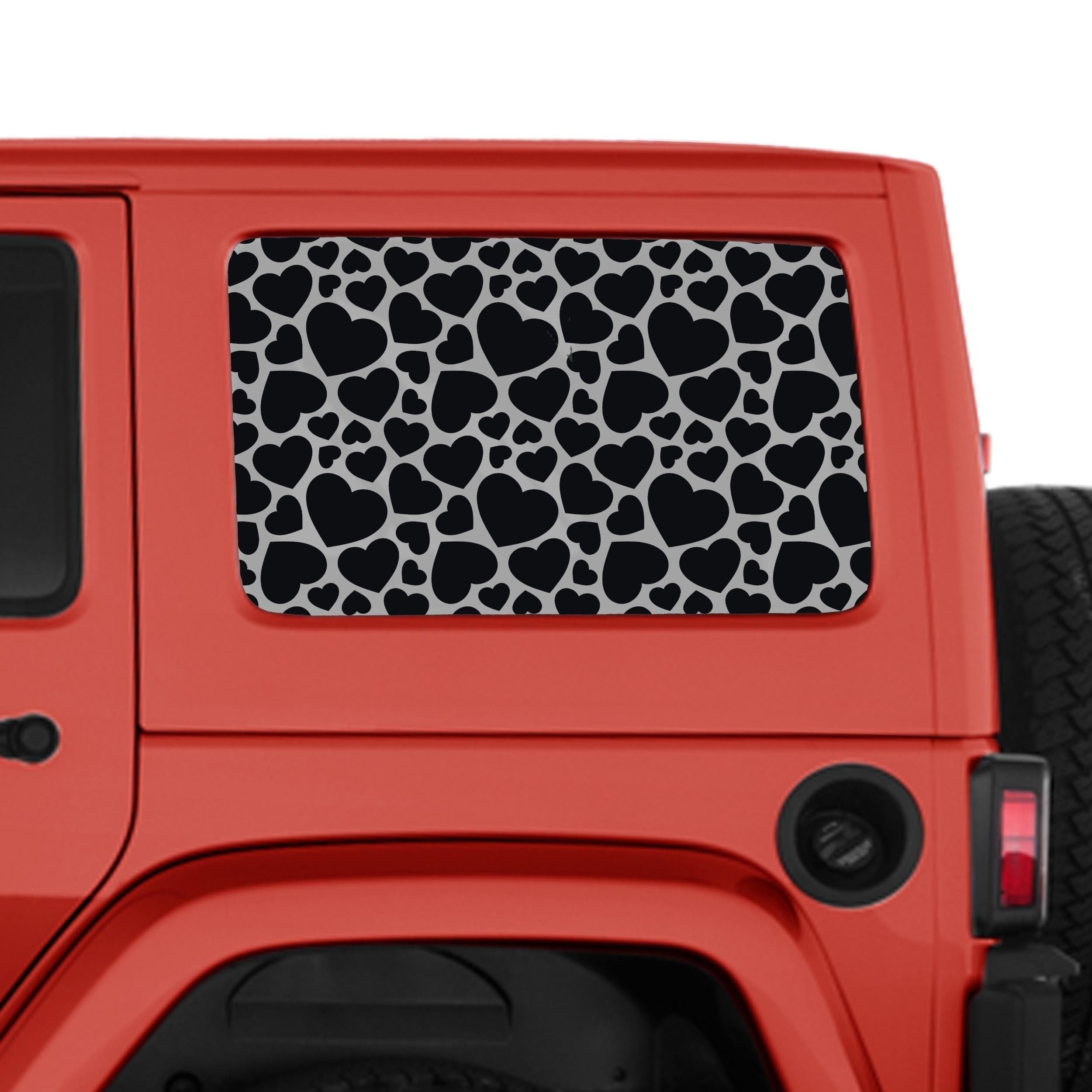 Heart Pattern Hardtop Window Decal Set - Fits Jeep Wrangler JKU 2007 - 2018